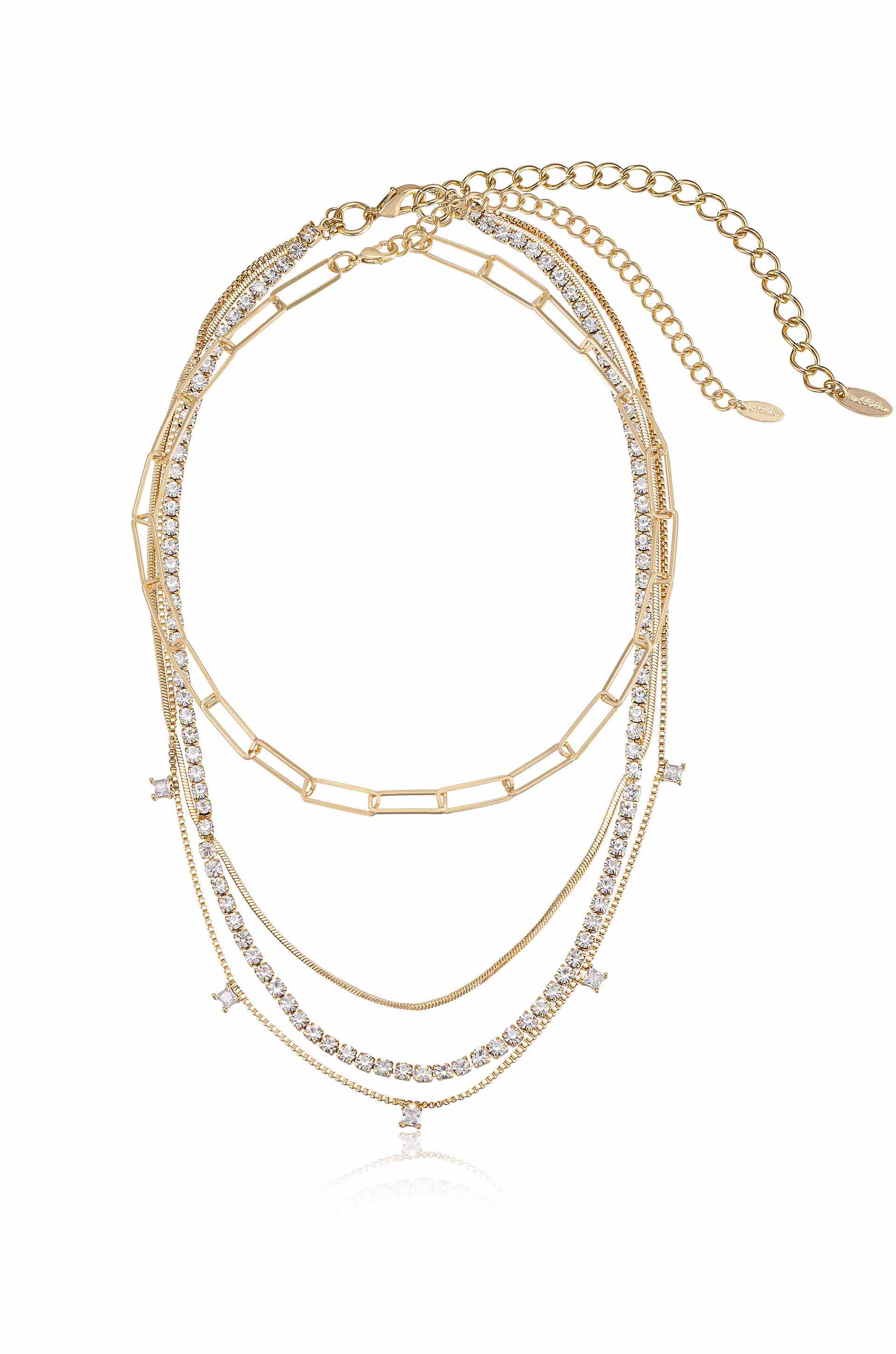 Elegant Mixed Chain Crystal Necklace Set for Women - Perfect for Parties, Weddings & Everyday Wear