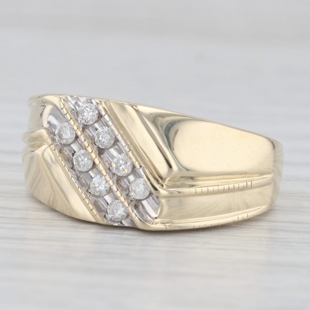 0.23ctw Diamond Men's Wedding Band Ring - 10k Yellow Gold Size 10.5 - Perfect for Engagement, Anniversary & Special Occasion Gifts