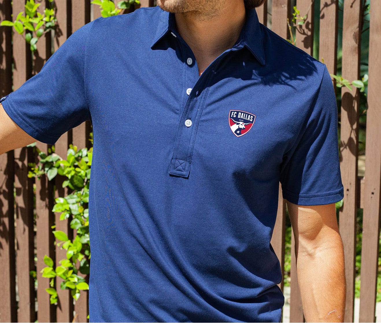 FC Dallas Performance Range Polo Shirt with Embroidered Badge - Navy Blue - Men's Athletic Fit for Soccer Training & Casual Wear