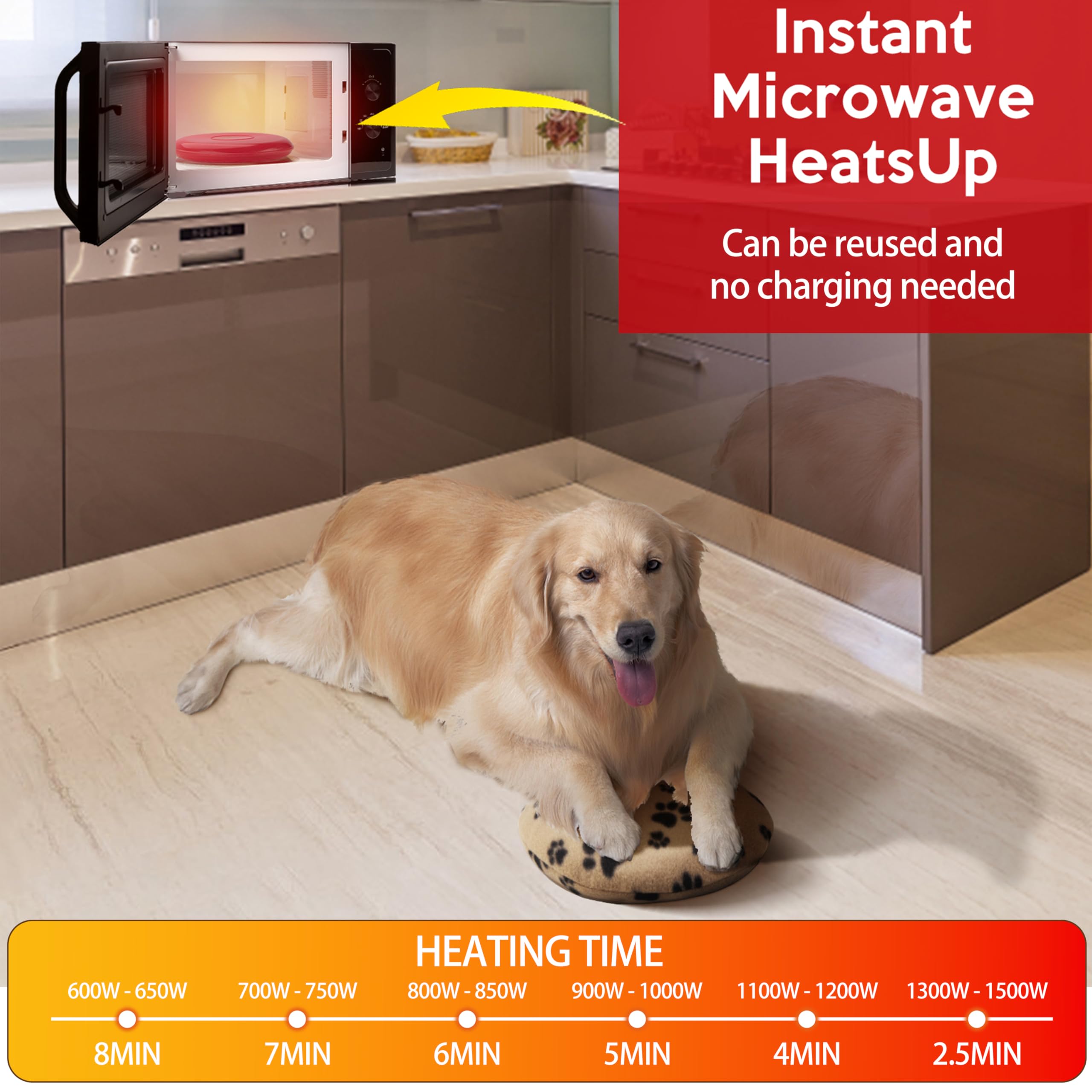 Microwave Pet Heating Pad - Safe Warming for Dogs, Cats & Small Pets - Indoor & Outdoor Use