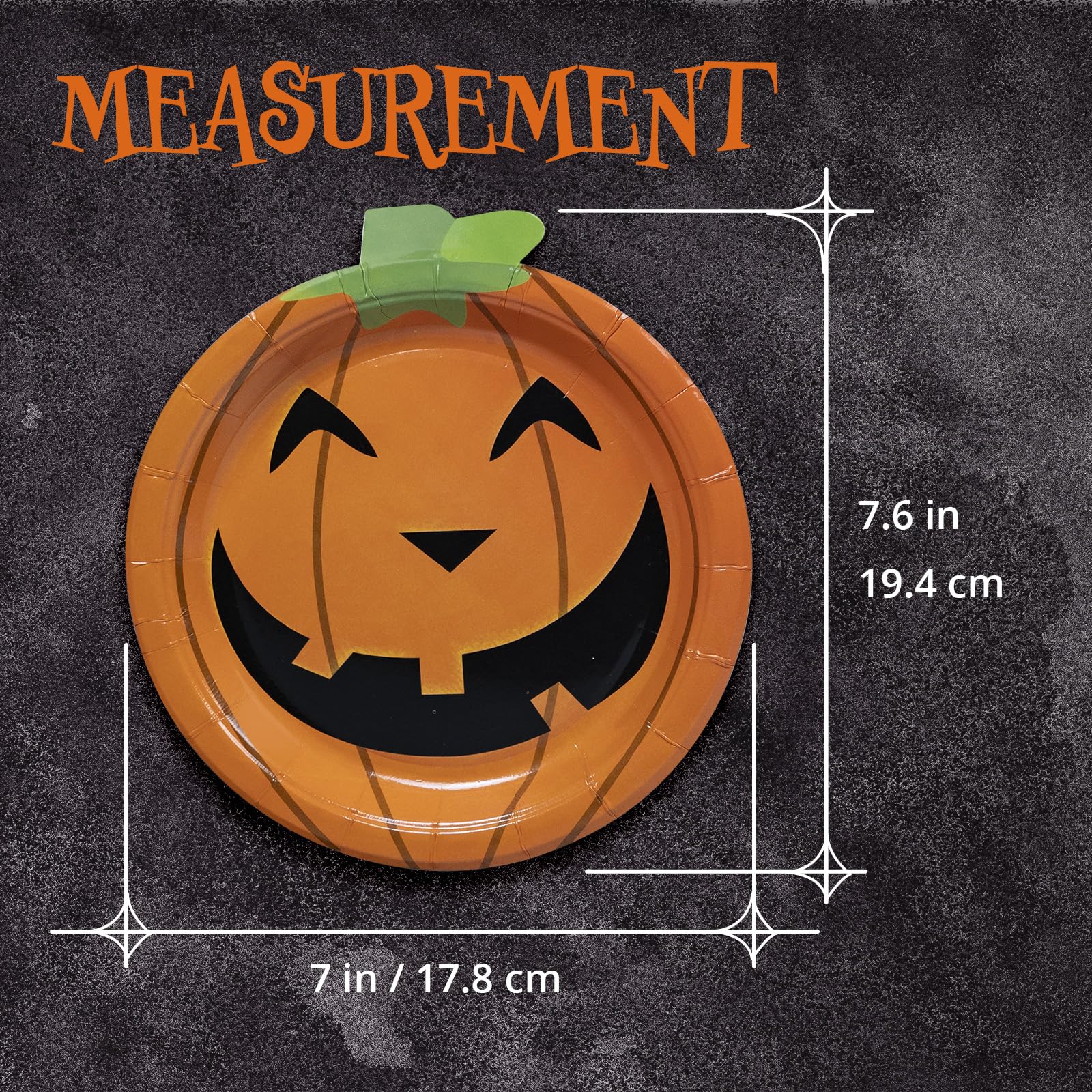 50-Count Halloween Paper Plates with Pumpkin Cutout - 7 Inch Disposable Dinner Plates for Halloween Party Supplies | Perfect for Spooky Decorations, Trick-or-Treat Parties & Fall Gatherings