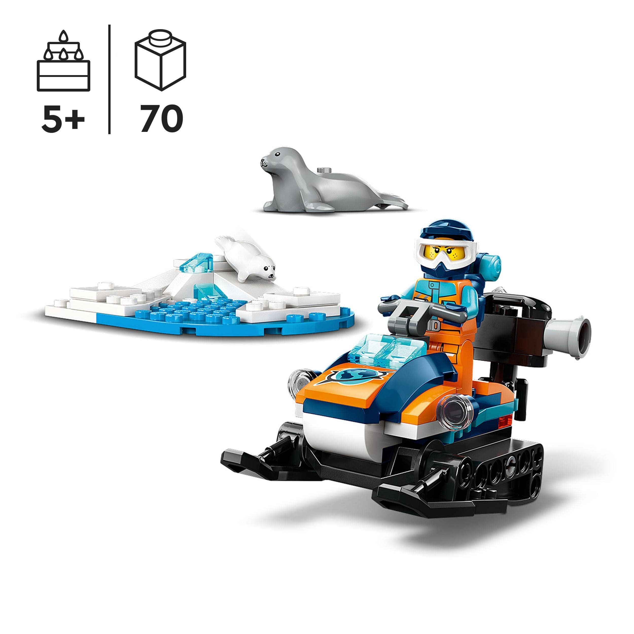 LEGO 60376 City Arctic Exploration Snowmobile Building Toy with Seal Figures & Explorer Minifigure - Perfect Gift for Kids, Creative Play & Winter Adventure Scenes