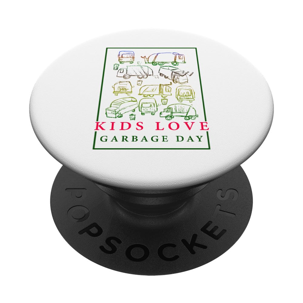 Recycling Day Garbage Truck Driver Kids PopSockets PopGrip - Fun Dustman Design for Phone & Tablet Accessories | Perfect for Kids Who Love Trucks & Recycling