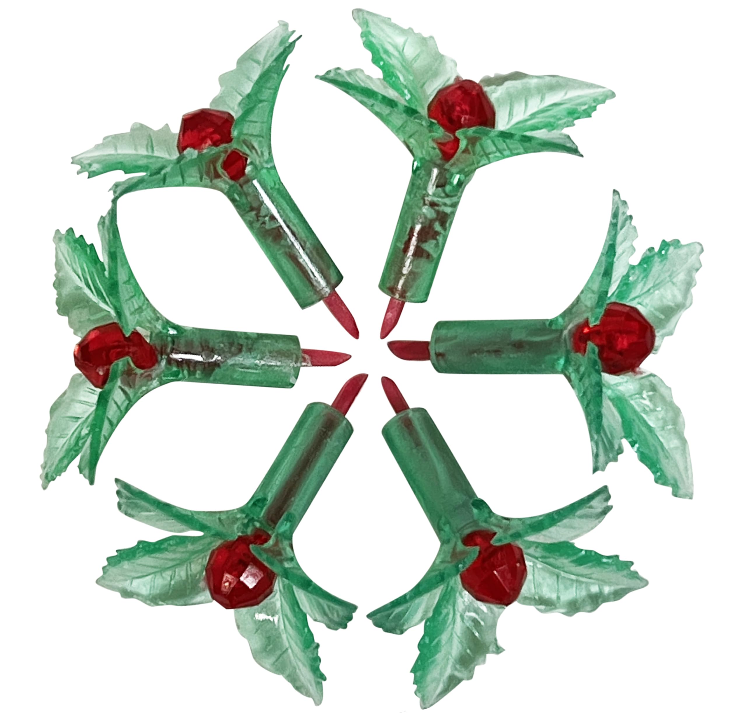 National Artcraft® Green and Red Holly Christmas Lights for Ceramic Trees - 50 Pack - Indoor Holiday Decorations for Festive Home, Office, and Christmas Tree Decor