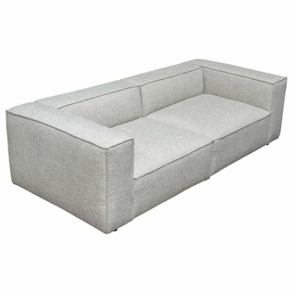 2-Piece Beige Low Back Modular Sofa Set in Barley Fabric - Modern Sectional Couch for Living Room, Lounge & Small Spaces