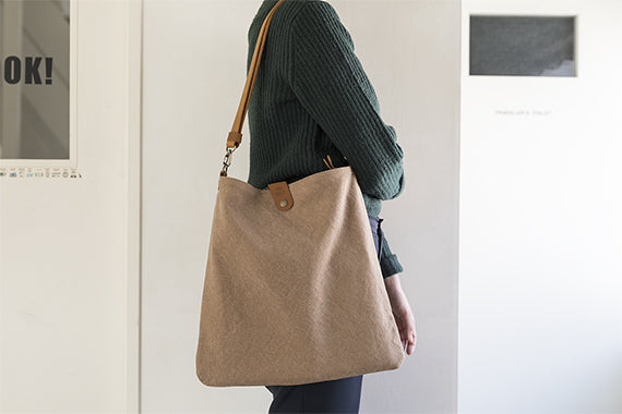 TRAVELER'S COMPANY Traveler's Factory Canvas Shoulder Bag - Medium Size Beige | Durable & Stylish Crossbody Bag for Travel, Work & Everyday Use