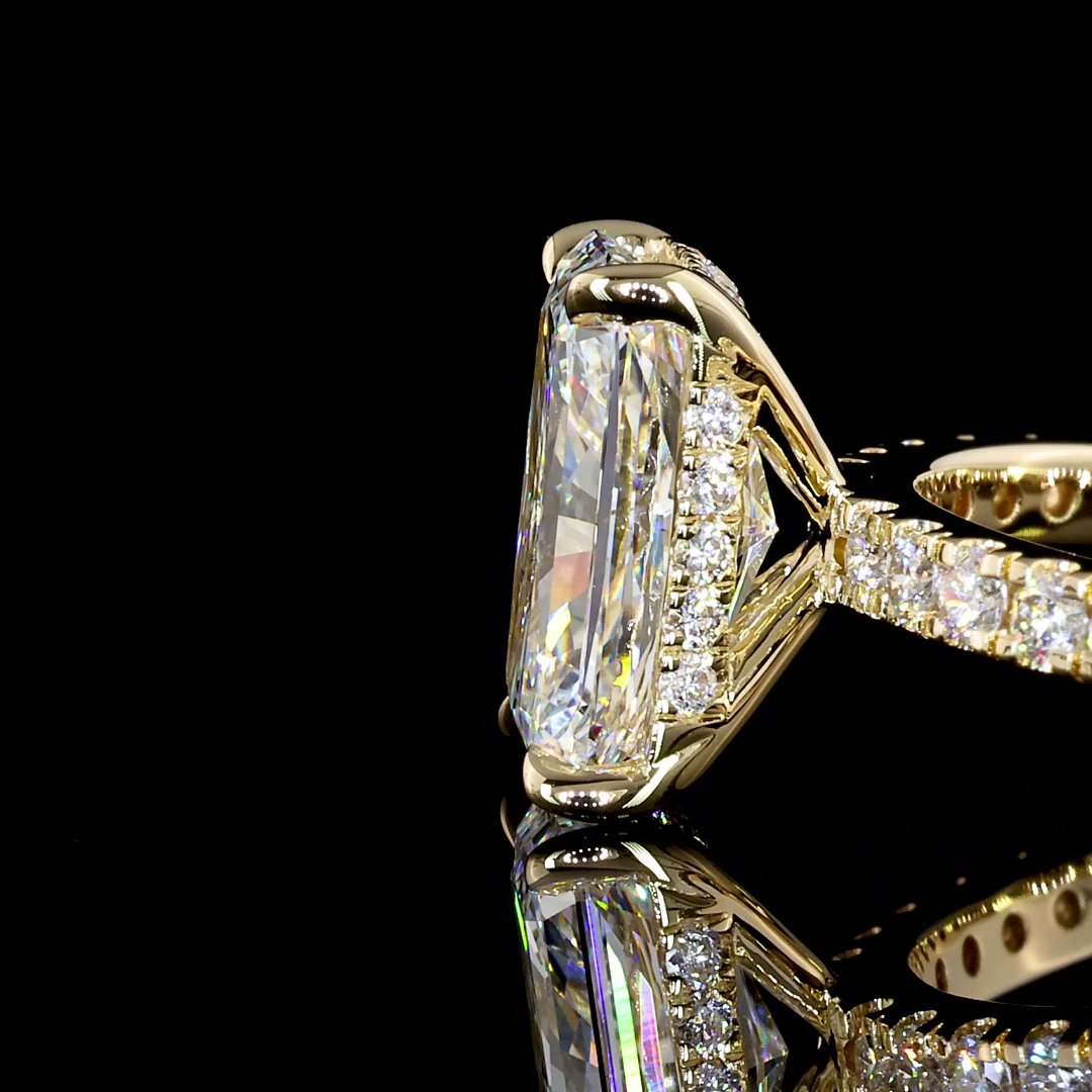2.39 Carat Lab Grown Radiant Cut D Color VS1 Clarity Diamond Engagement Ring in 14K Yellow Gold with Hidden Halo Setting - Perfect for Proposals, Anniversaries & Special Occasions