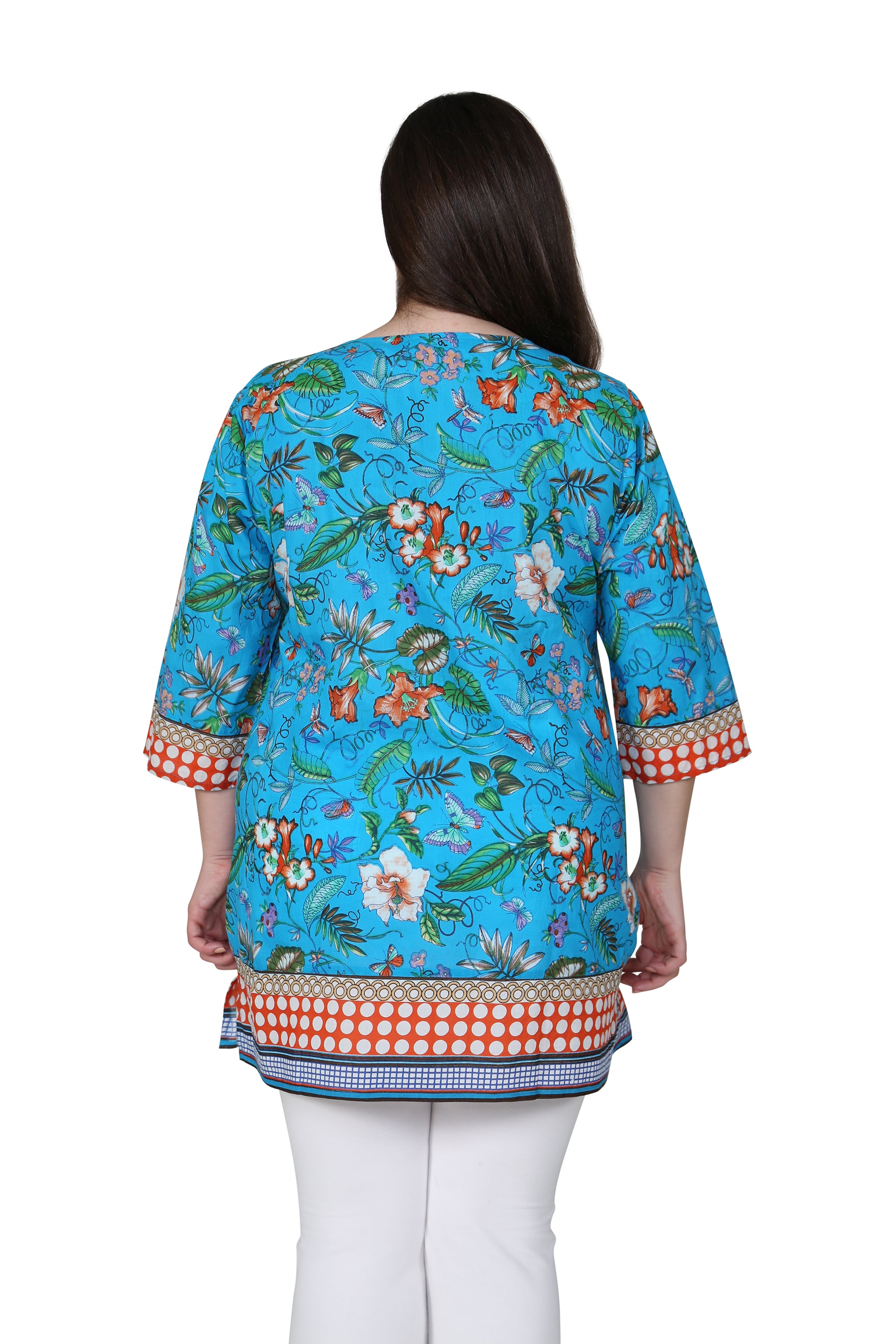 Stylish Plus Size Floral Mixed Media Tunic Top for Women - Perfect for Casual Wear, Office Outfits & Special Occasions