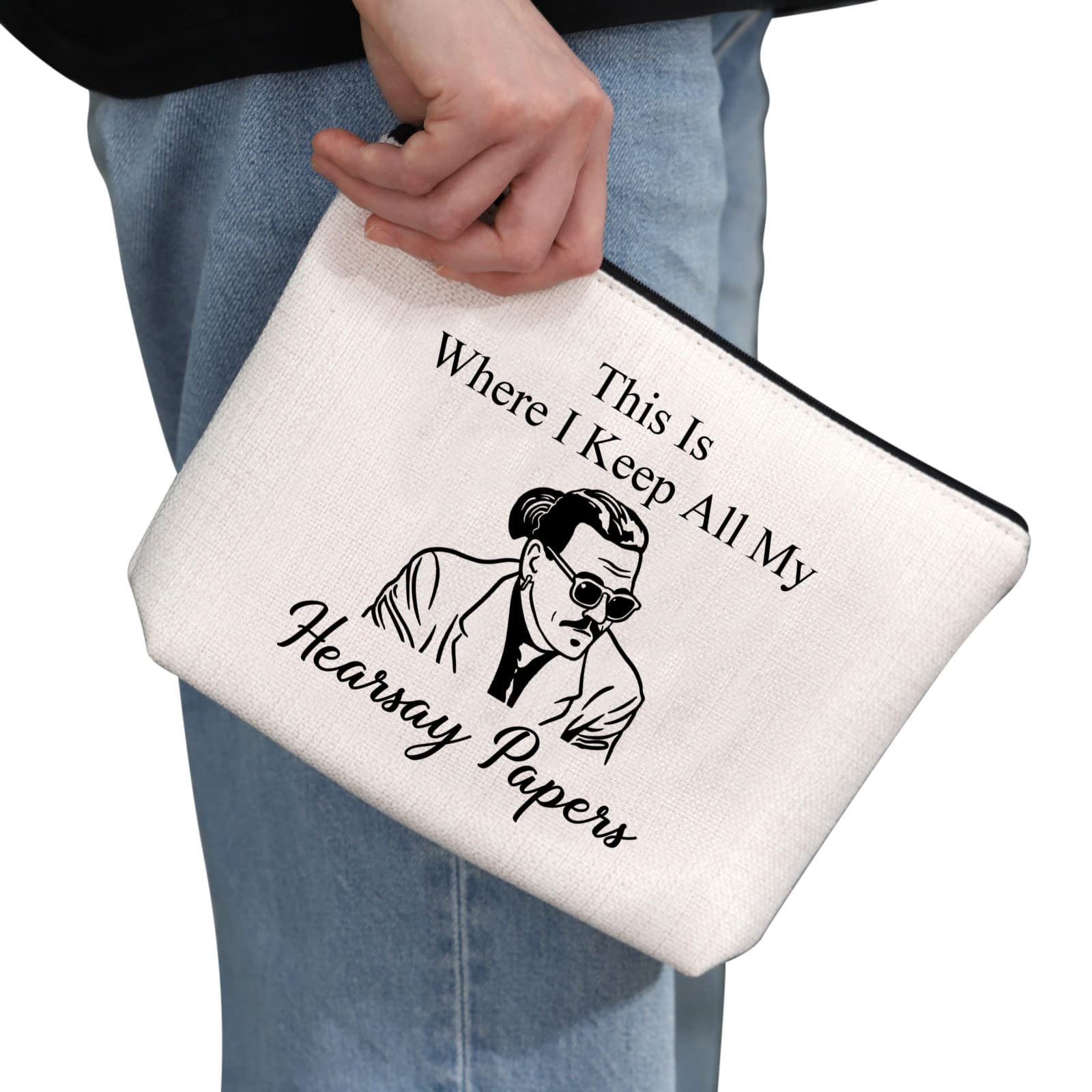 G2TUP Johnny Fan Makeup Bag - This Is Where I Keep All My Hearsay Papers Cosmetic Pouch for Women, Travel Zipper Toiletry Bag (White) - Perfect Gift for Johnny Fans, Concert Essentials & Travel Accessories
