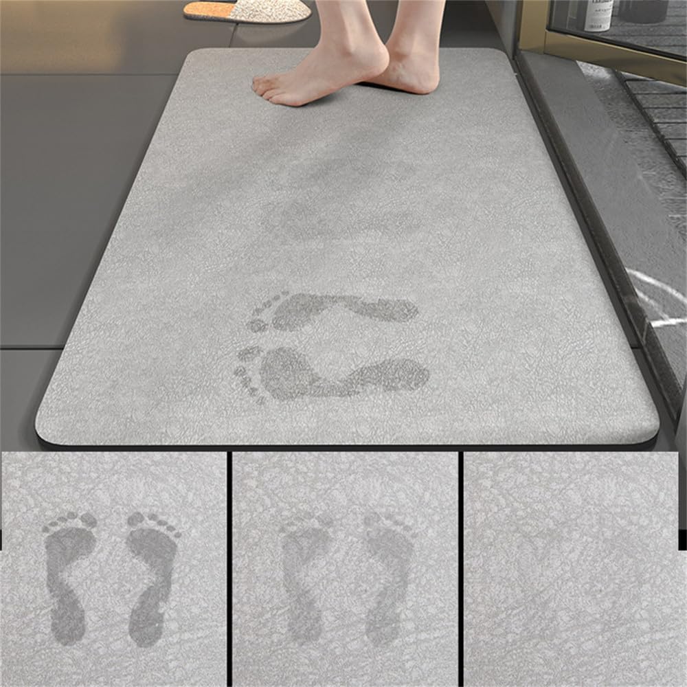 Upgraded Non-Slip Bathroom Mat - Quick Dry Shower Rug for Bath Floor & Tub - 40x60cm Beige Rectangle Carpet - Perfect for Bathroom, Shower Door & Wet Areas (2023 Model)