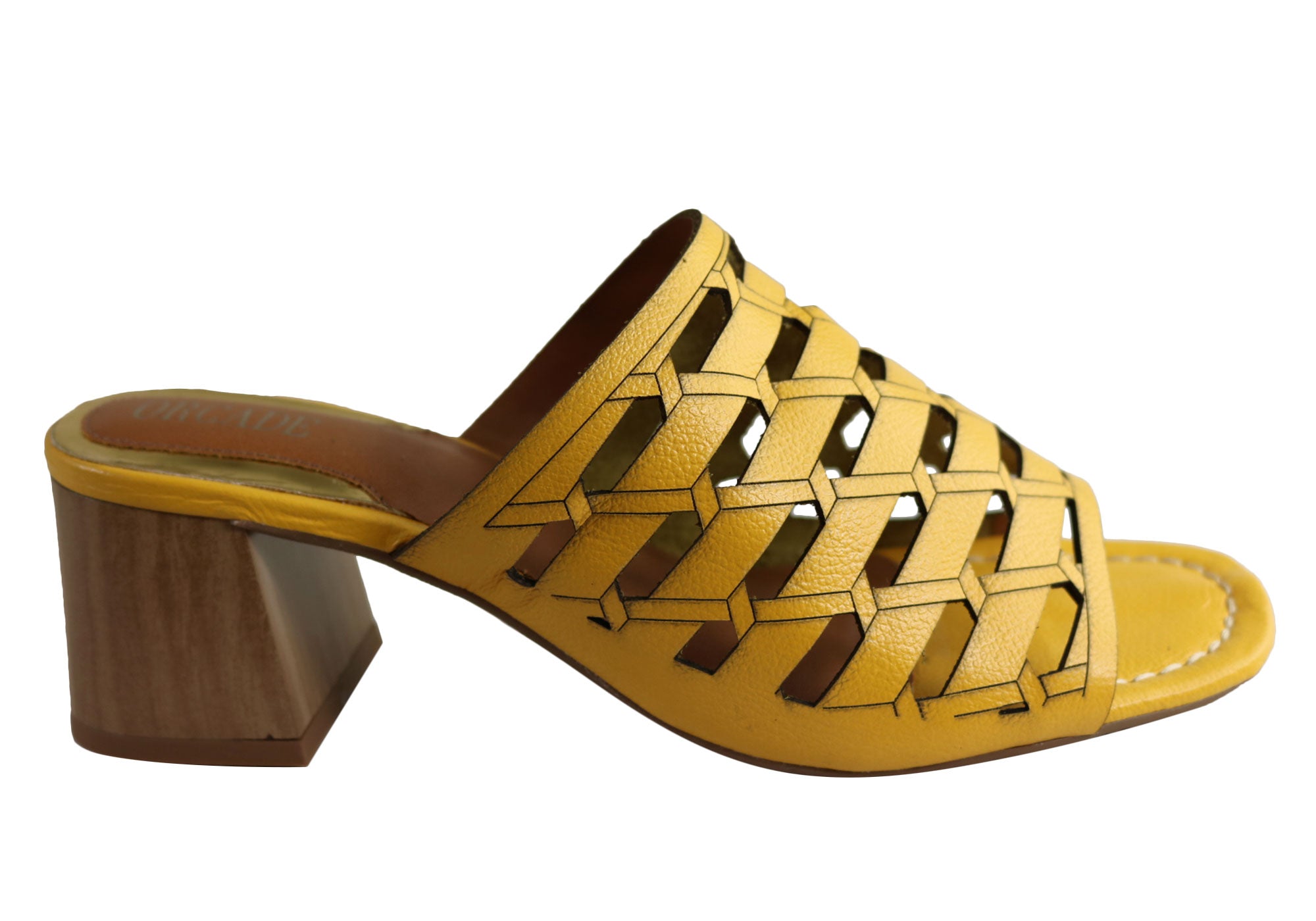 Orcade Raelene Women's Leather Mid Heel Slide Sandals - Comfortable & Stylish Brazilian Made Shoes for Casual Outings & Summer Wear