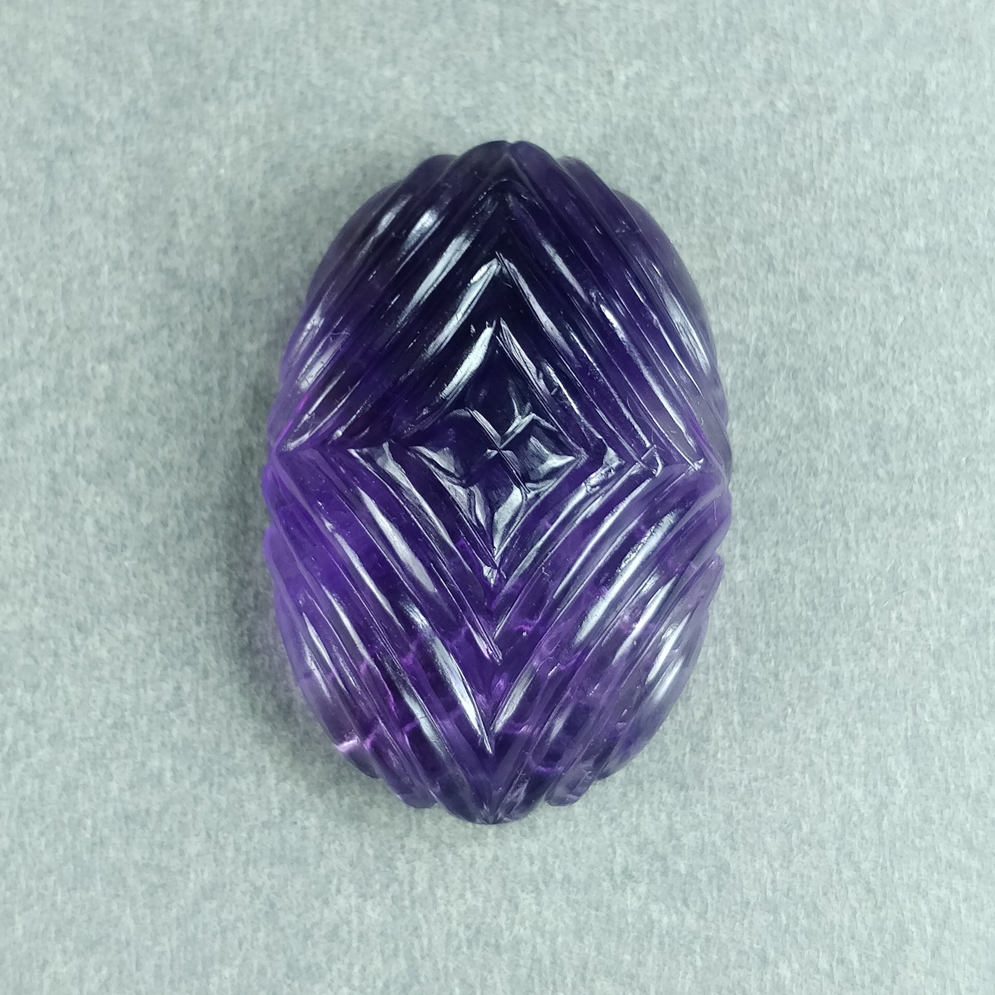 48.00cts Natural Untreated Purple Amethyst Gemstone Oval Shape Hand Carved 33x23mm - Premium Healing Crystal for Jewelry Making, Meditation & Spiritual Gifts (Video Included)