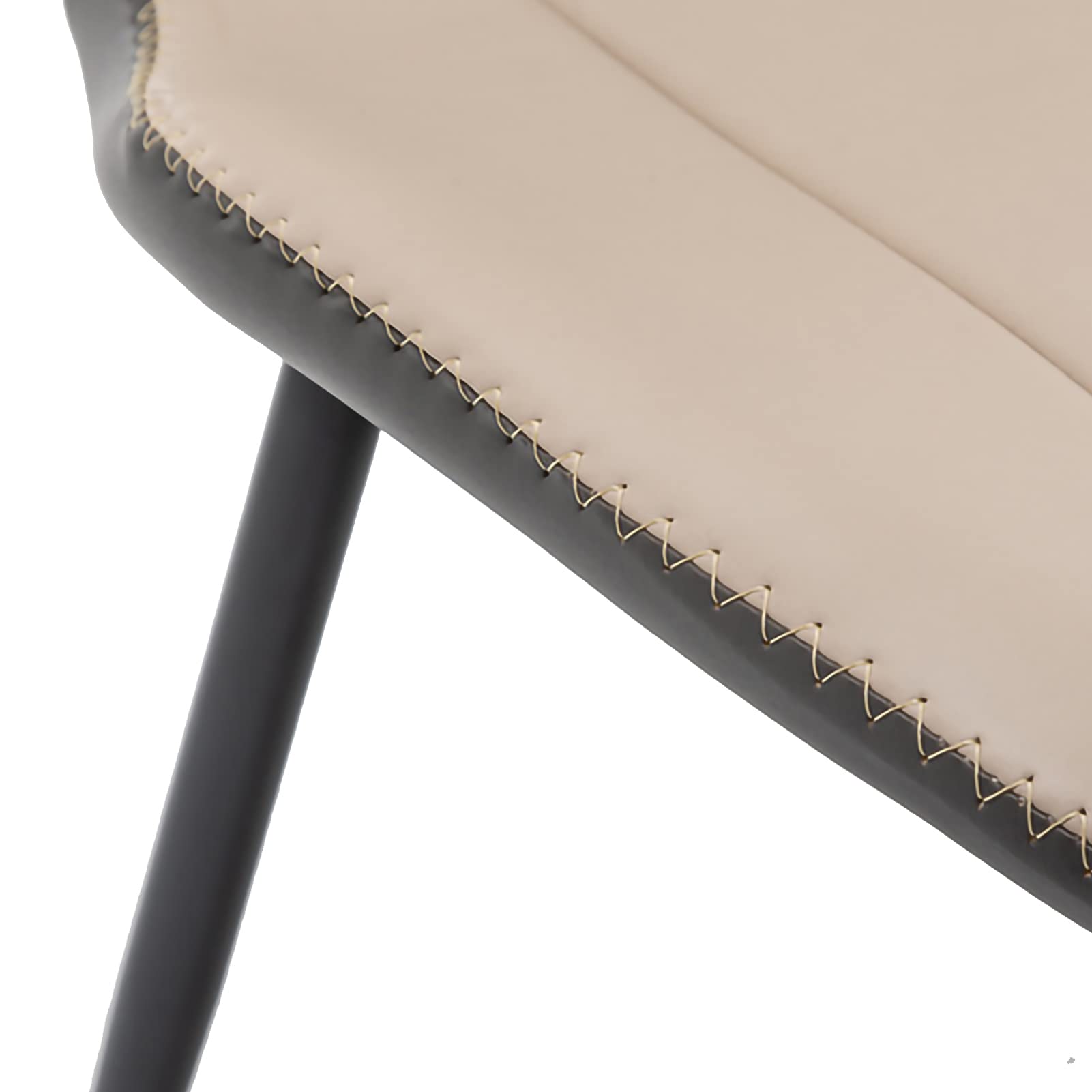 4-Piece Modern Upholstered Dining Chair Set - Faux Leather Seat & Black Powder Coat Metal Frame - Curved Back Padded Chairs for Kitchen, Dining Room, Restaurant & Reception Areas