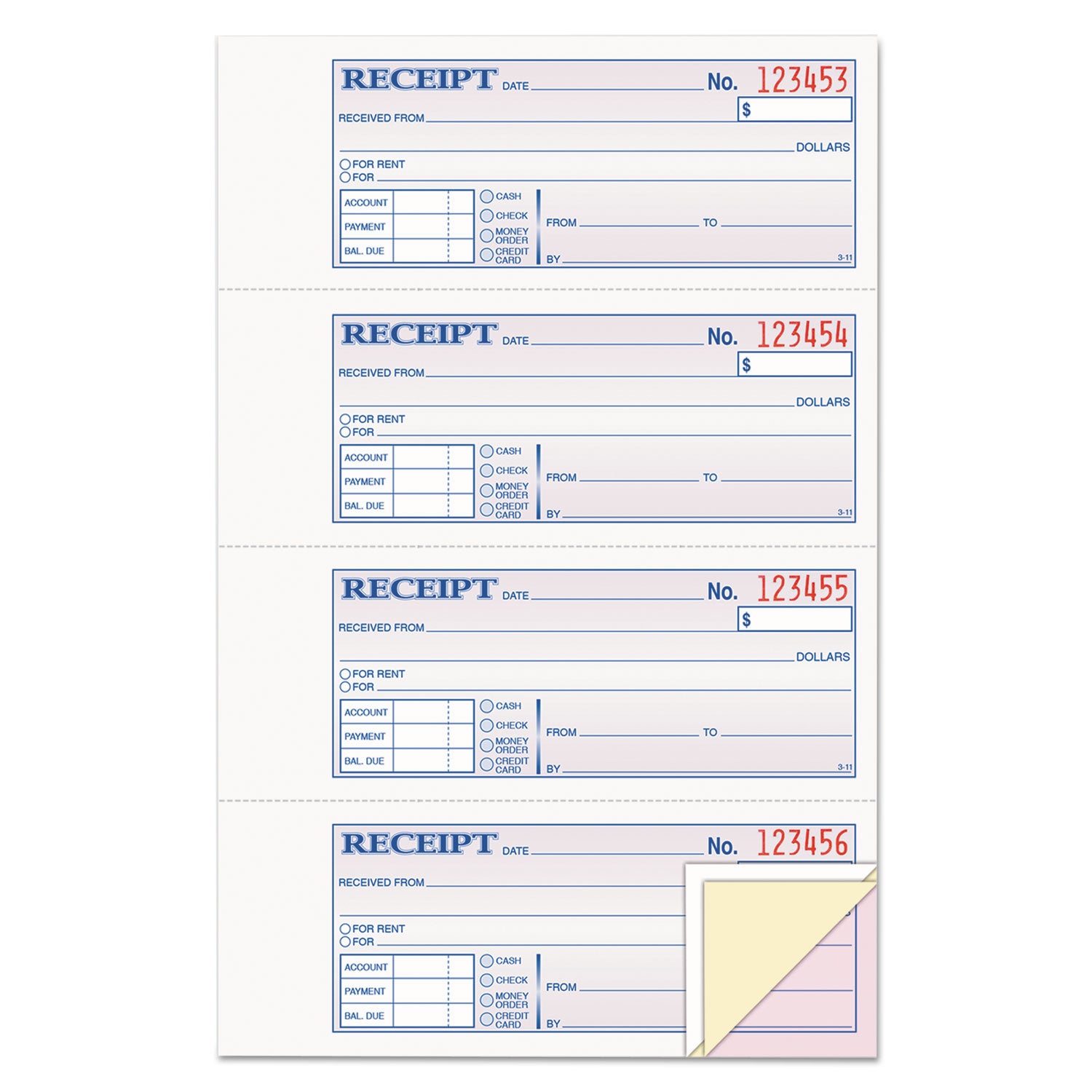 Adams® Carbonless Receipt Book - 3-Part NCR Paper, 7.19