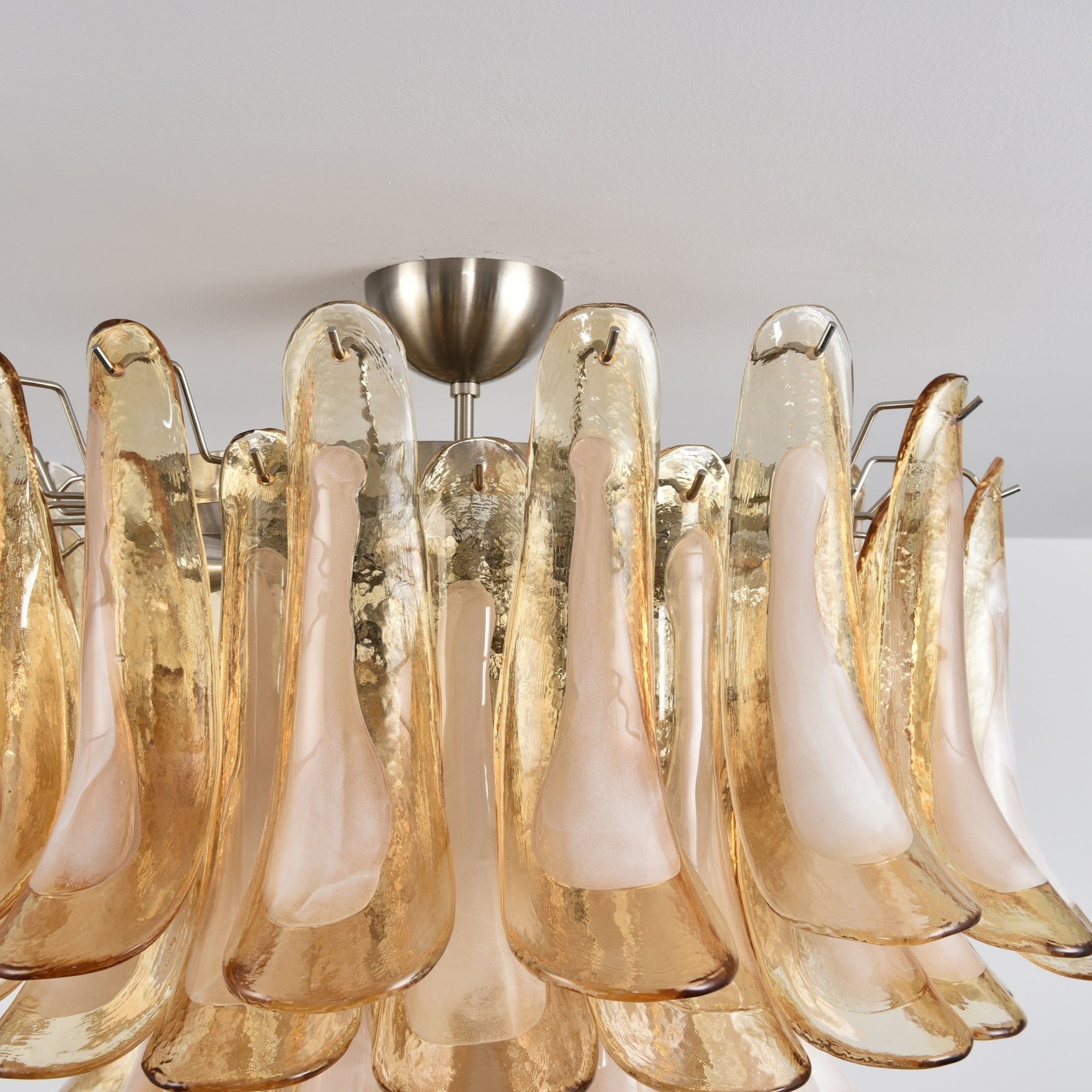 Amber Petal Glass Ceiling Light Fixture - Elegant Floral Chandelier for Living Room, Bedroom & Dining Room Decor