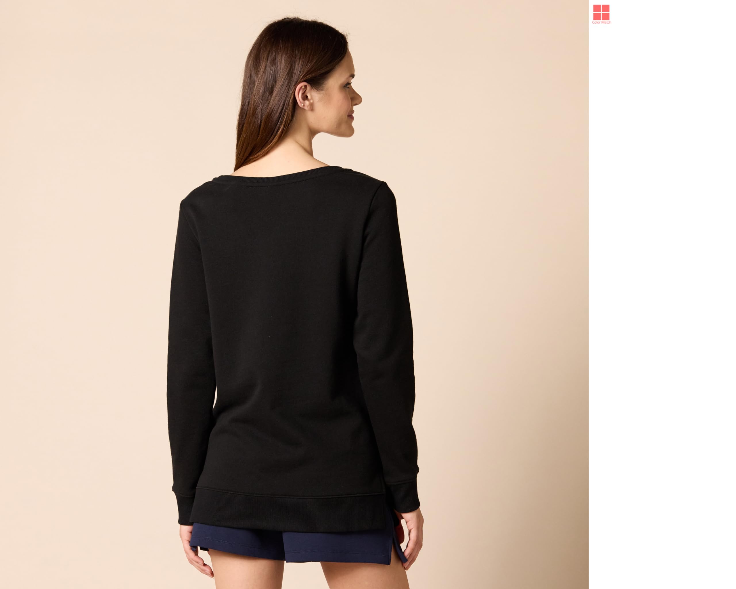 Amazon Essentials Women's Open-Neck Fleece Tunic Sweatshirt - Soft Casual Pullover Top for Lounge, Work & Everyday Wear