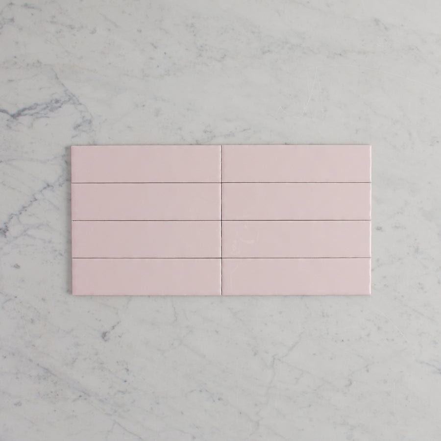 Newport Gloss Mini Subway Baby Pink Ceramic Tile - Perfect for Kitchen Backsplash, Bathroom Walls & DIY Home Decor Projects