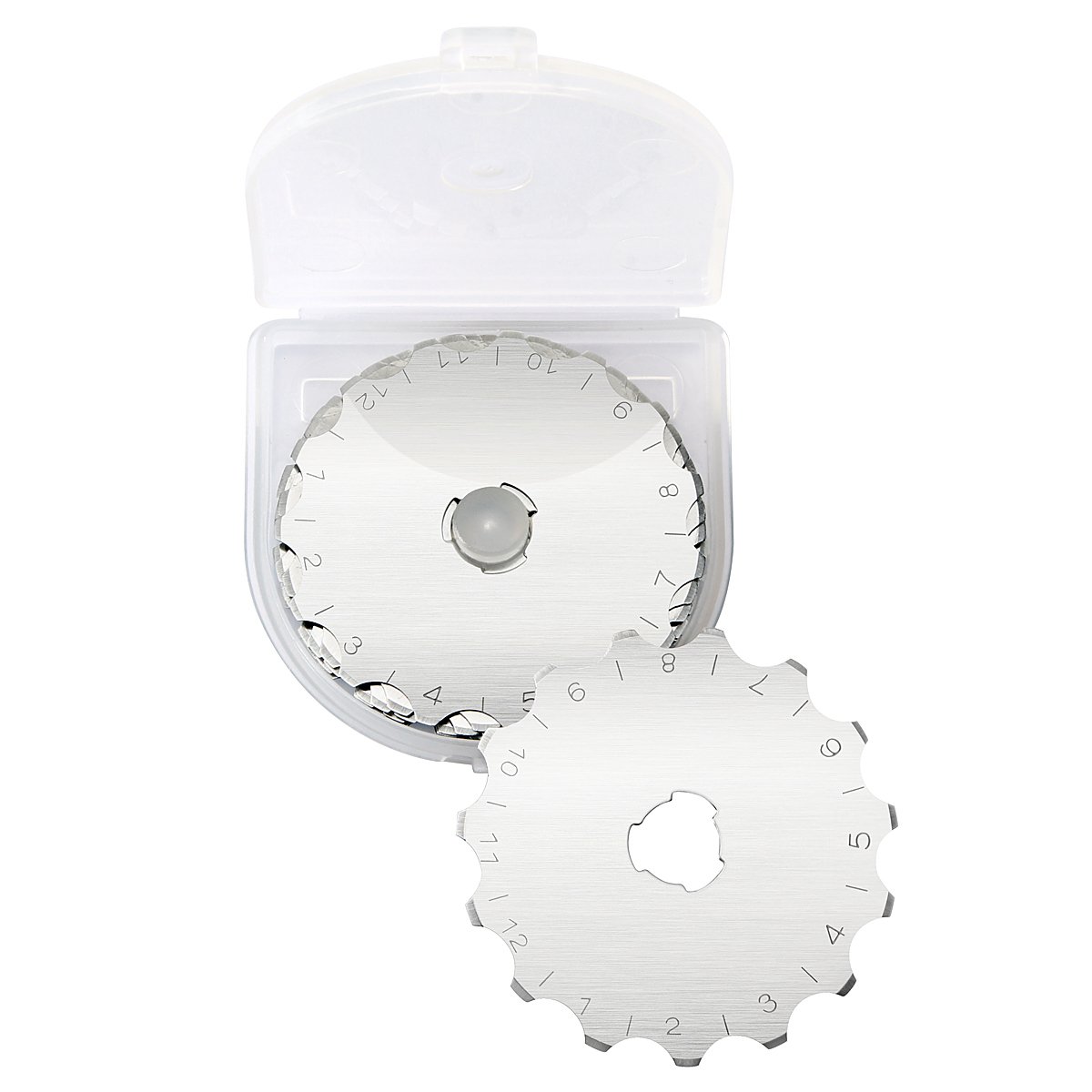 Headley Tools 45mm Rotary Crochet Edge Skip Blades - Pack of 5 (45MM Skip, 15 Teeth) with Storage Case - Compatible with Olfa & Fiskars Cutters - Perfect for Fabric Cutting, Quilting, and DIY Craft Projects