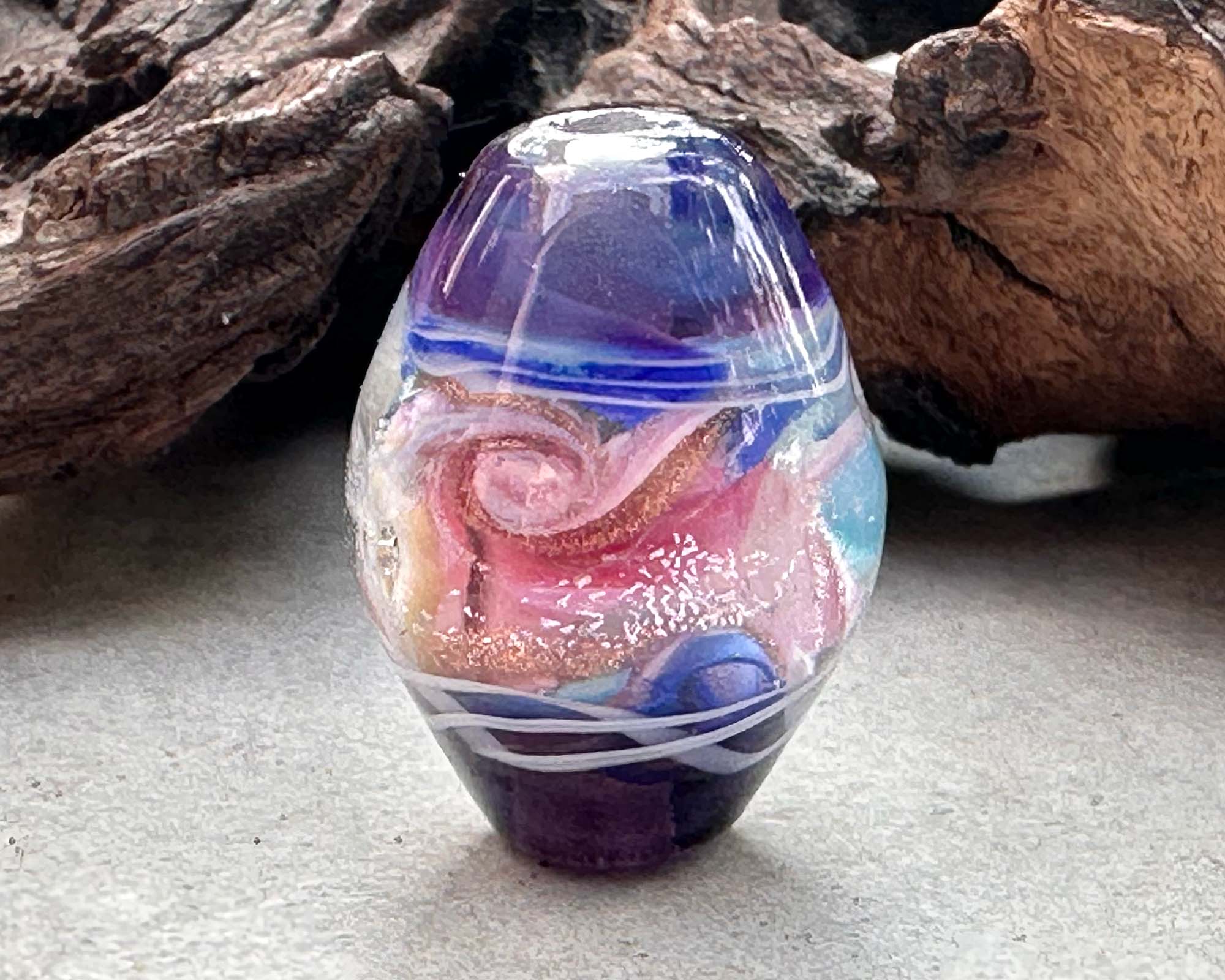 Handmade Sunset Swirls Lampwork Glass Focal Bead for Jewelry Making - Perfect for Necklaces, Bracelets, and DIY Craft Projects