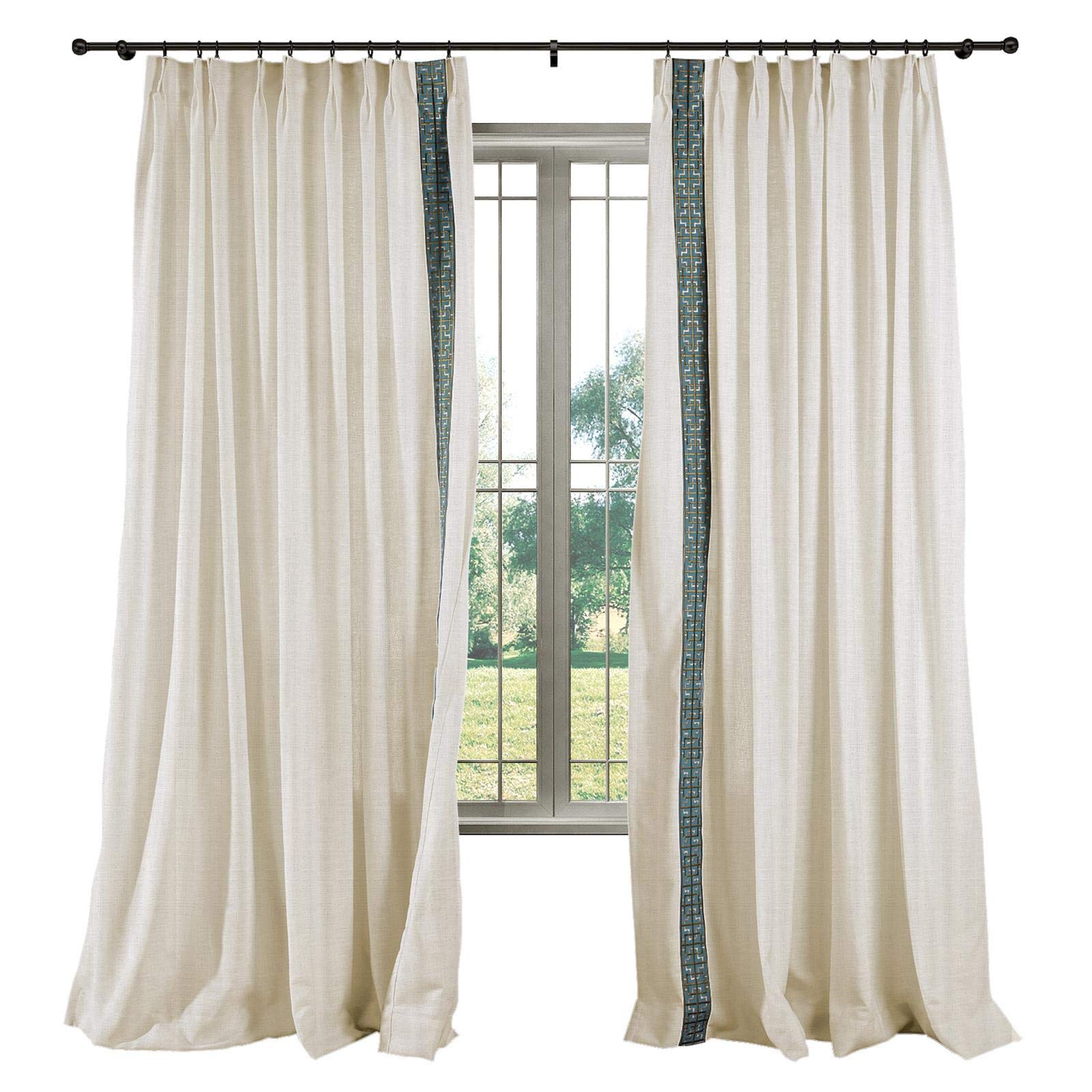Premium Extra Long Flax Linen Pinch Pleat Curtains - Luxury Elegant Window Drapes for Living Room & Bedroom - Thermal Insulated Blackout Curtain Panels (Sand Beige, 52x120 Inches, Set of 2) - Perfect for Home Decor, Modern Farmhouse & Coastal Style Interiors