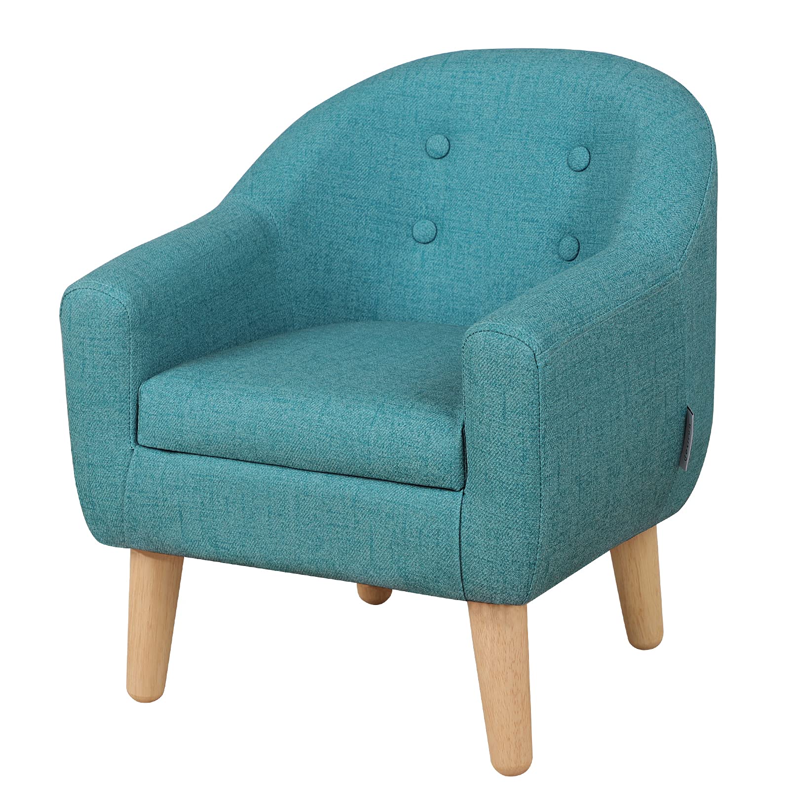 Single PVC Kids Sofa Chair with Wooden Legs - Toddler Armchair for Boys & Girls | Perfect for Playroom, Nursery or Birthday Gift (Blue)