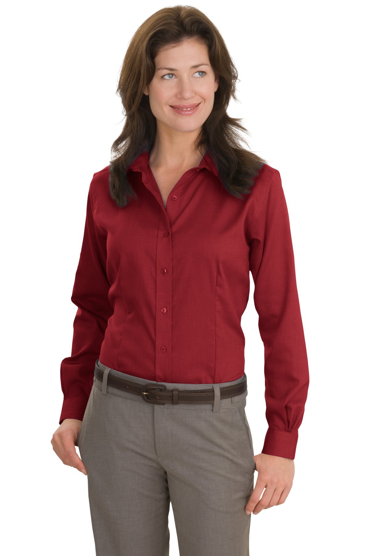 Red House Women's Non-Iron Nailhead Button Down Shirt - XXL Deep Red | Professional Office Wear & Casual Outfits