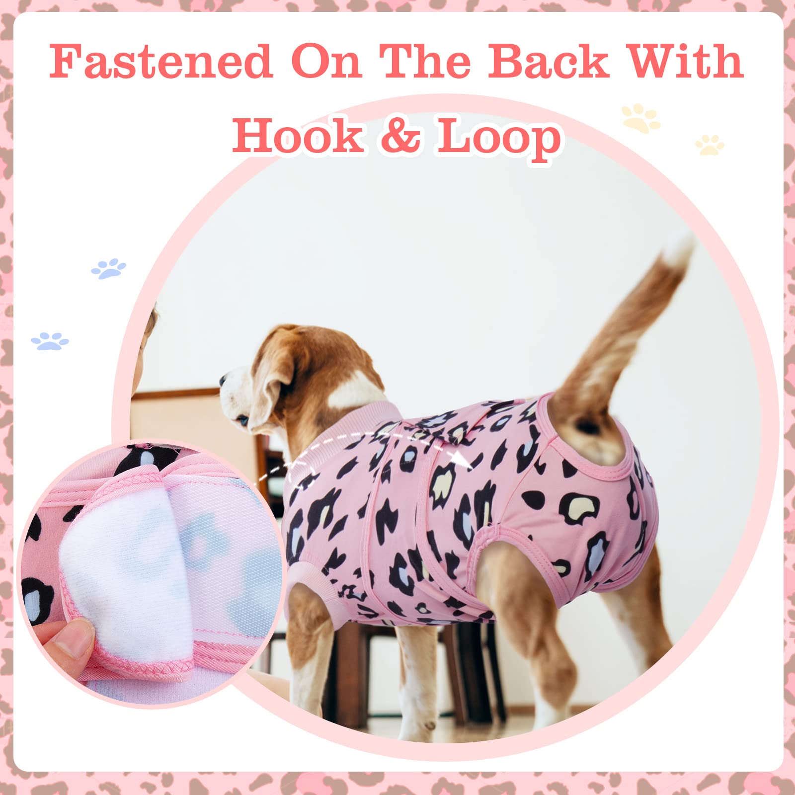 Post-Surgery Recovery Suit for Dogs - Soft, Breathable, Comfortable - Pink Leopard Print - XXL Size - Ideal for Spay/Neuter, Wound Protection & Stress Relief