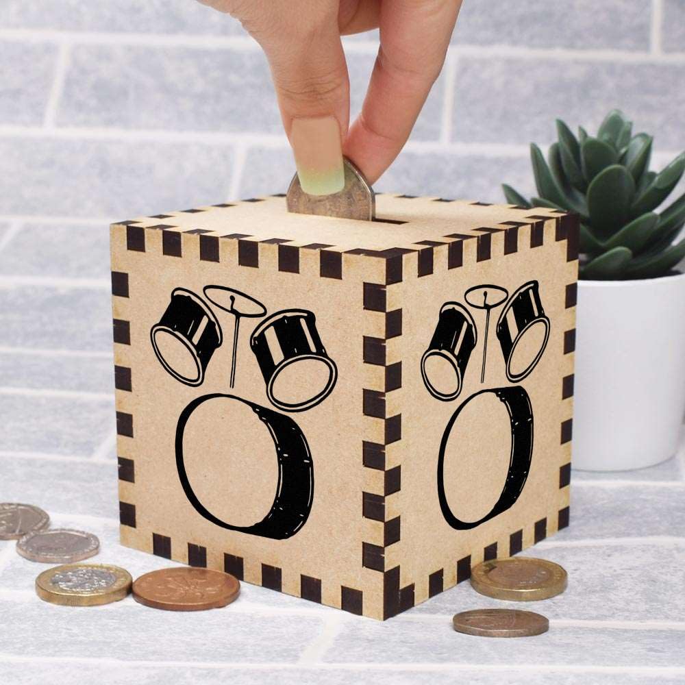 Drum Kit Money Box - Fun Piggy Bank for Kids & Music Lovers - Save Coins in Style - Perfect Gift for Birthdays & Music Themed Parties (MB00065271)