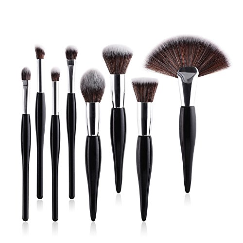 Professional 8-Piece Makeup Brush Set - Eyeshadow, Foundation, Powder, Eyeliner & Lip Brushes - Travel Size Cosmetic Tools for Flawless Makeup Application at Home or On-The-Go