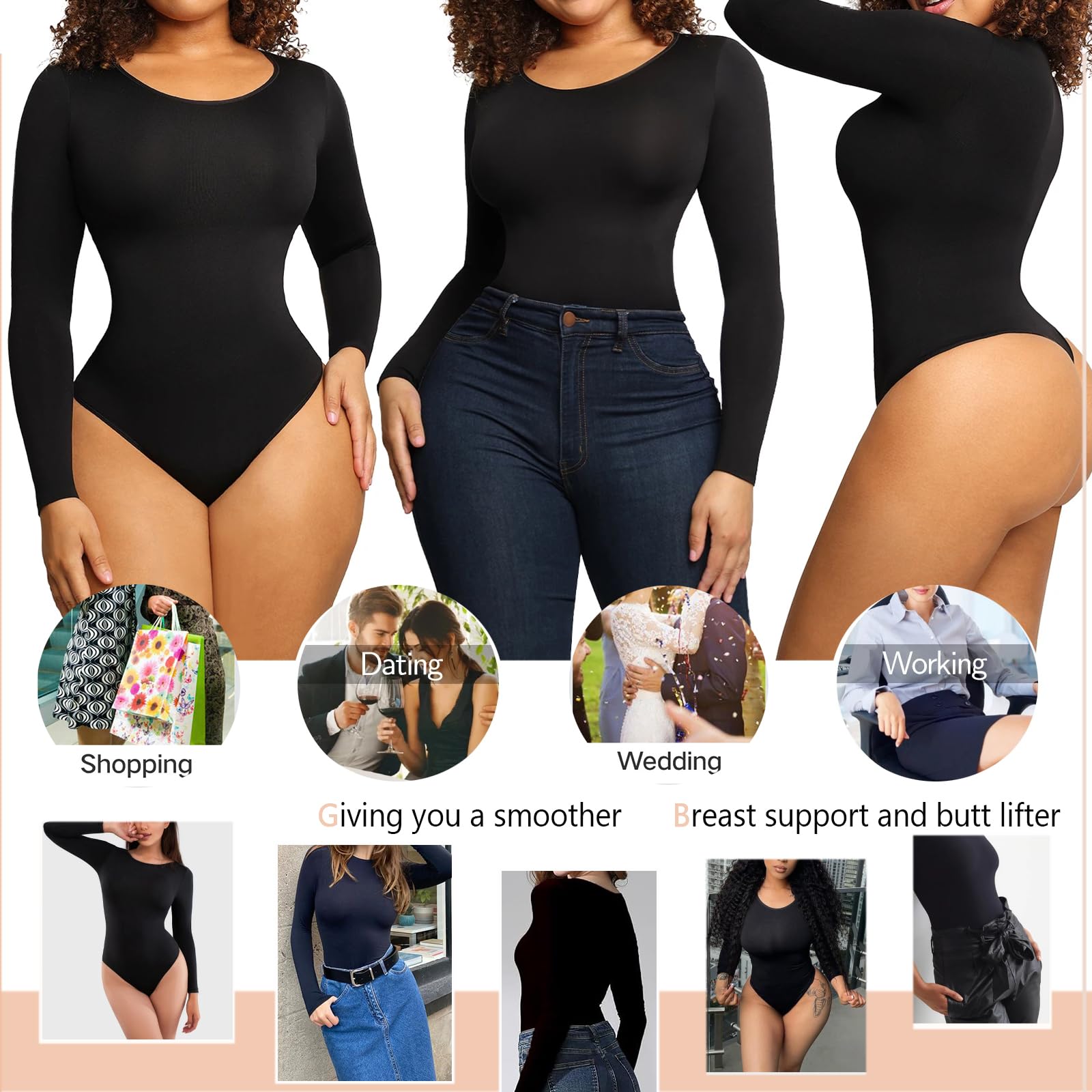 Women's Tummy Control Bodysuit - Seamless Round Neck Stretch Bodyshapewear for Slimming & Shaping | Perfect for Layering, Everyday Wear & Special Occasions