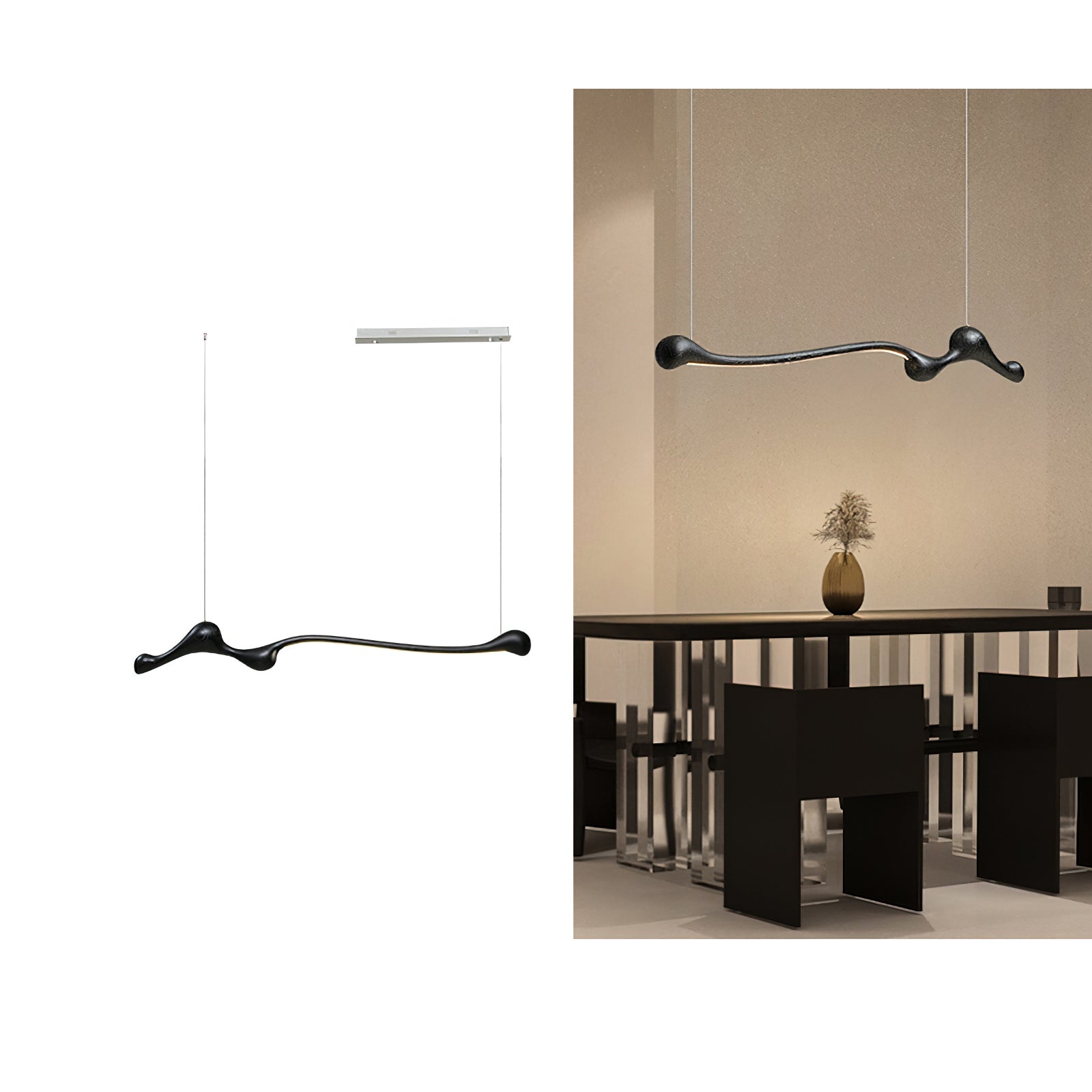 Modern Curva Pendant Lamp - Sleek Hanging Light Fixture for Dining Room, Kitchen Island & Bedroom Decor | Adjustable Height LED Lighting