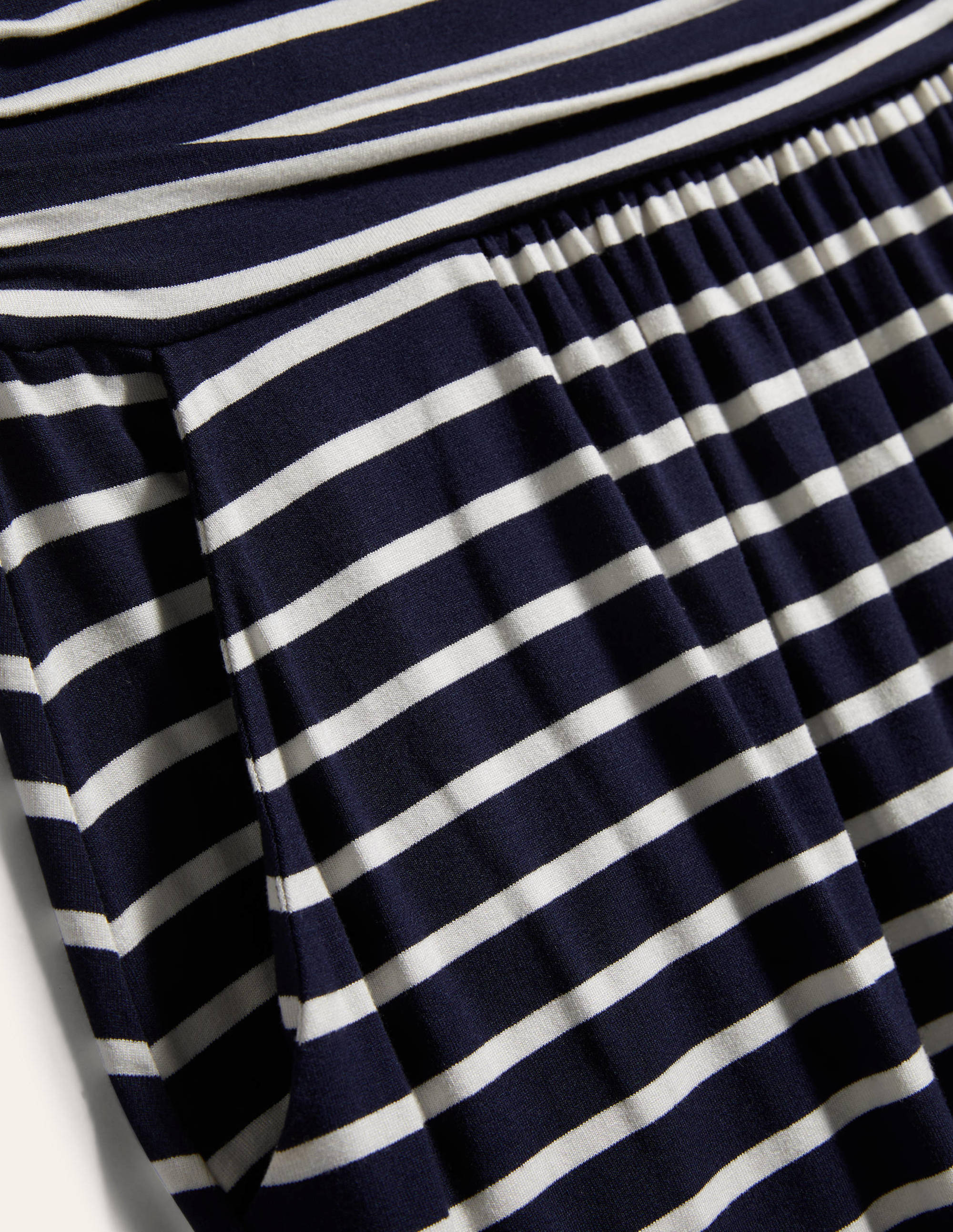 Amelie Women's Casual Jersey Dress - Navy & Ivory Striped, Comfortable Stretchy Knit Fabric, Perfect for Summer Outfits, Beachwear, and Everyday Wear
