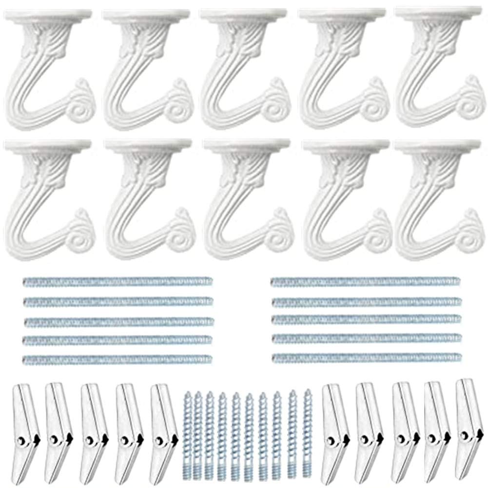 10 Pack Heavy Duty White Metal Ceiling Hooks - Sturdy Hanging Hooks for Plants, Baskets, Canopies & Home Decor - Perfect for Indoor & Outdoor Use in Living Rooms, Gardens & Balconies