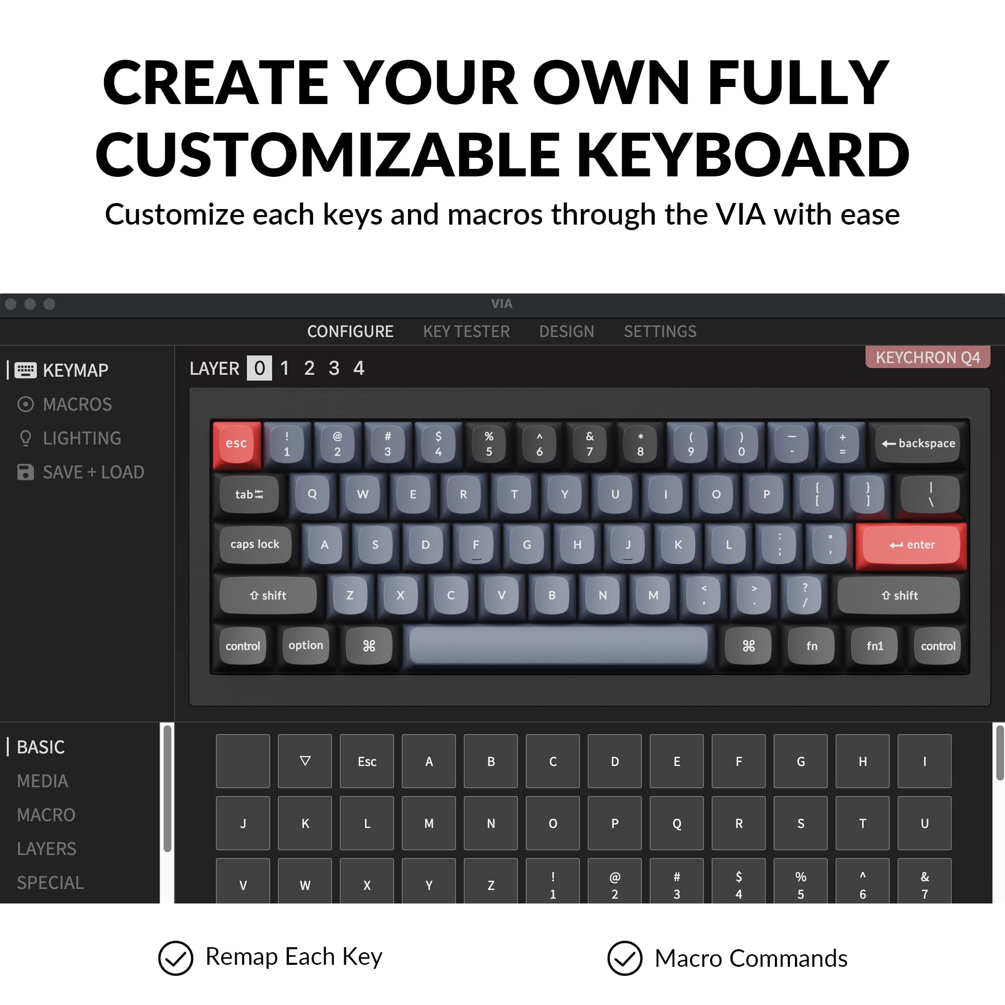 Keychron Q4 60% Wired Custom Mechanical Keyboard - Hot-Swappable Gateron G Pro Red Switches, QMK/VIA Programmable, Double Gasket Design for Mac/Windows/Linux (Black) | Perfect for Gaming, Coding & Office Work