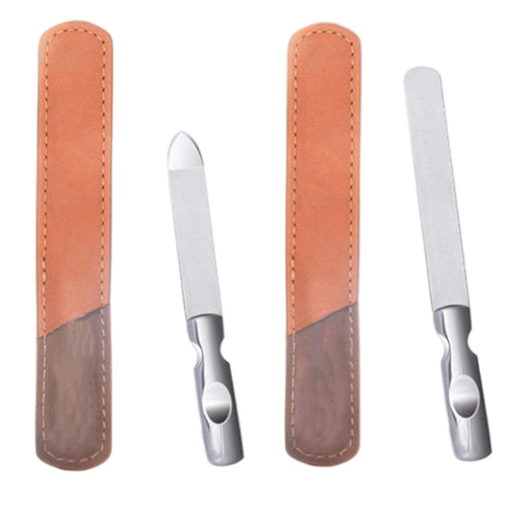 Lurrose 2-Piece Stainless Steel Nail File & Buffer Kit - Professional Manicure Pedicure Tools with Emery Board for Nail Cleaning, Polishing & Shaping - Perfect for Home Salon & Travel Nail Care