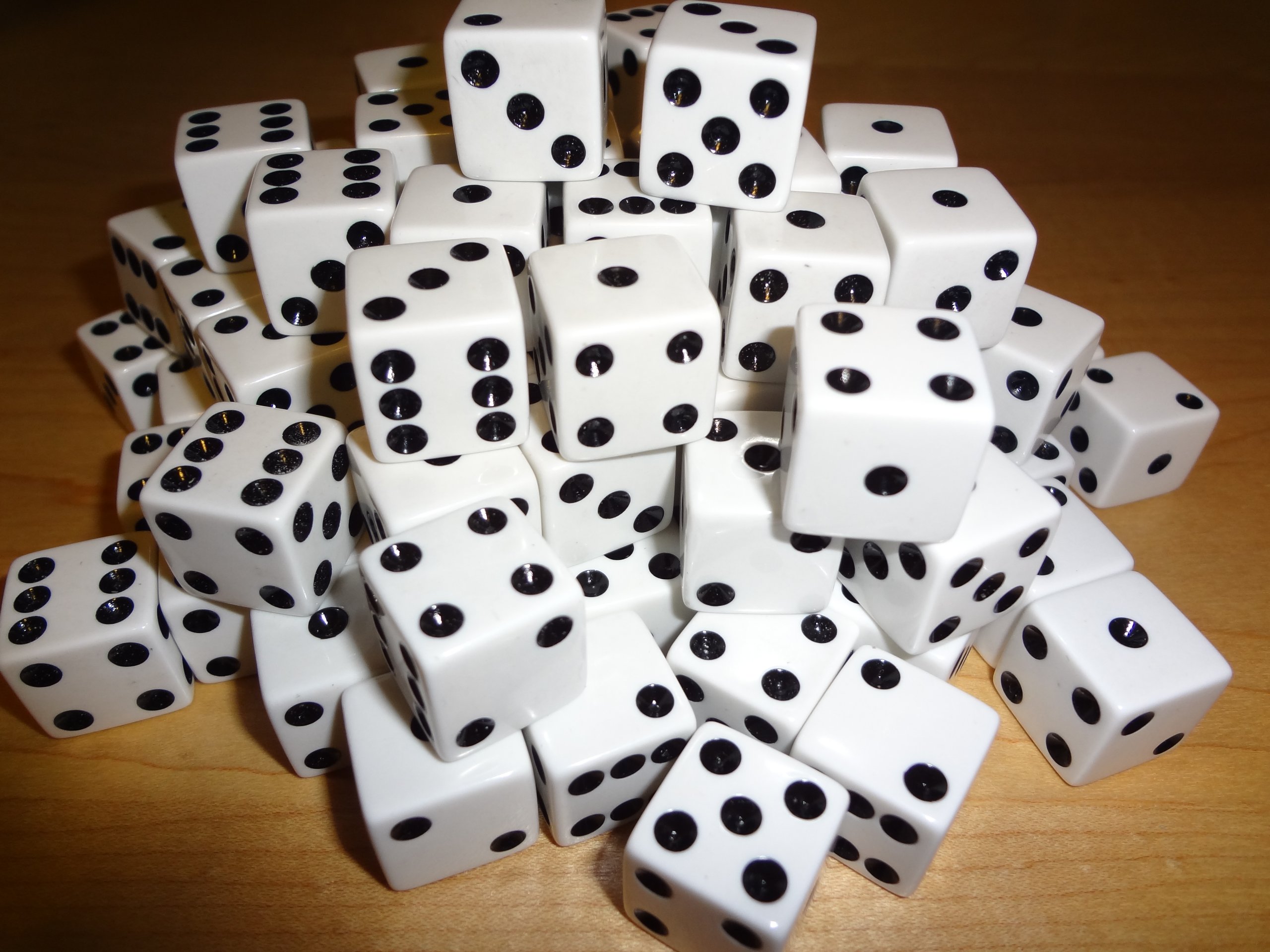 50-Pack 16mm White Opaque Dice for Math Games, Classroom Learning & Board Games - Bulk Educational Dice Set for Kids & Teachers