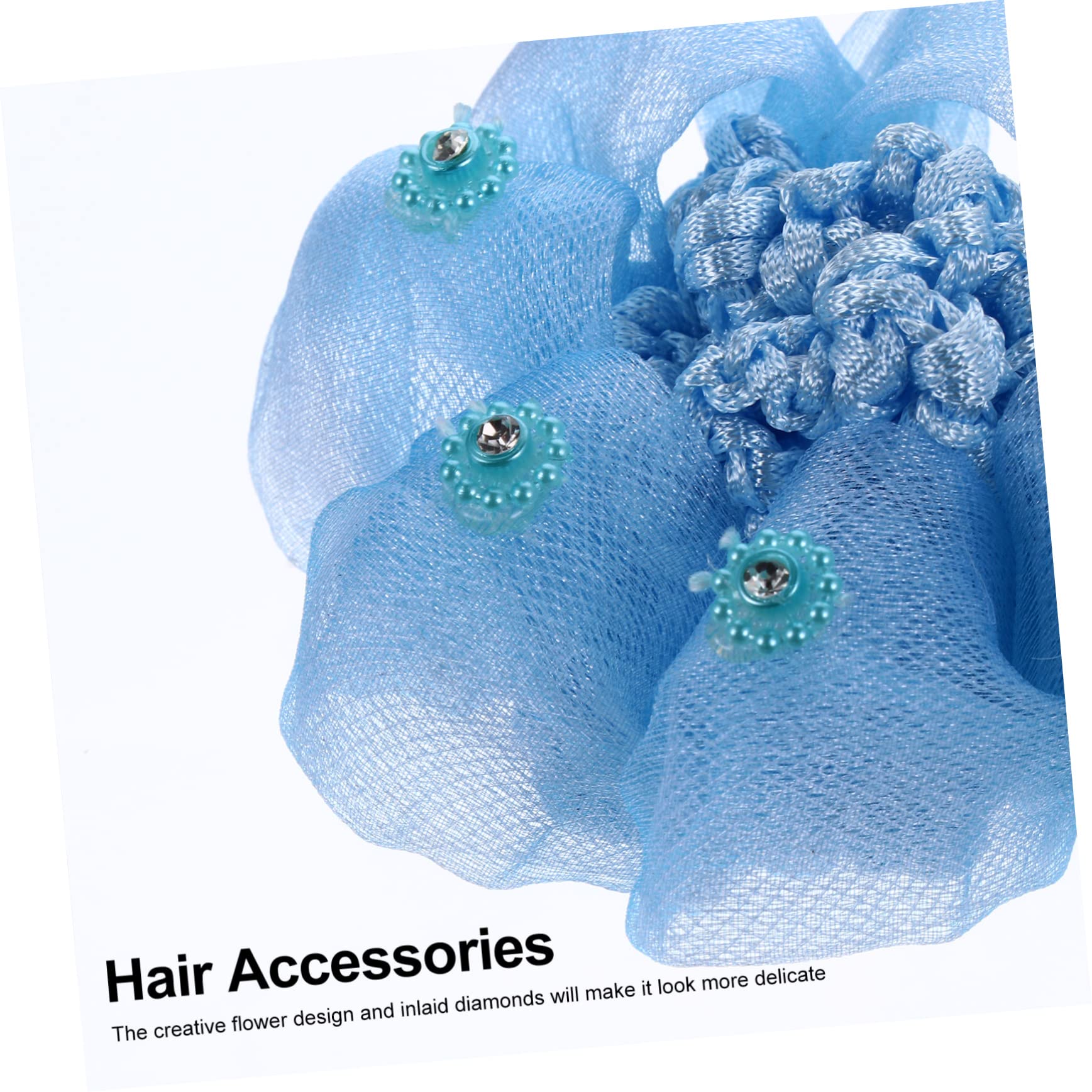 FOMIYES 5-Pack Women's Floral Hair Nets with Diamond Design - Elastic Hair Ties & Styling Hairpins for Weddings, Parties, and Daily Use