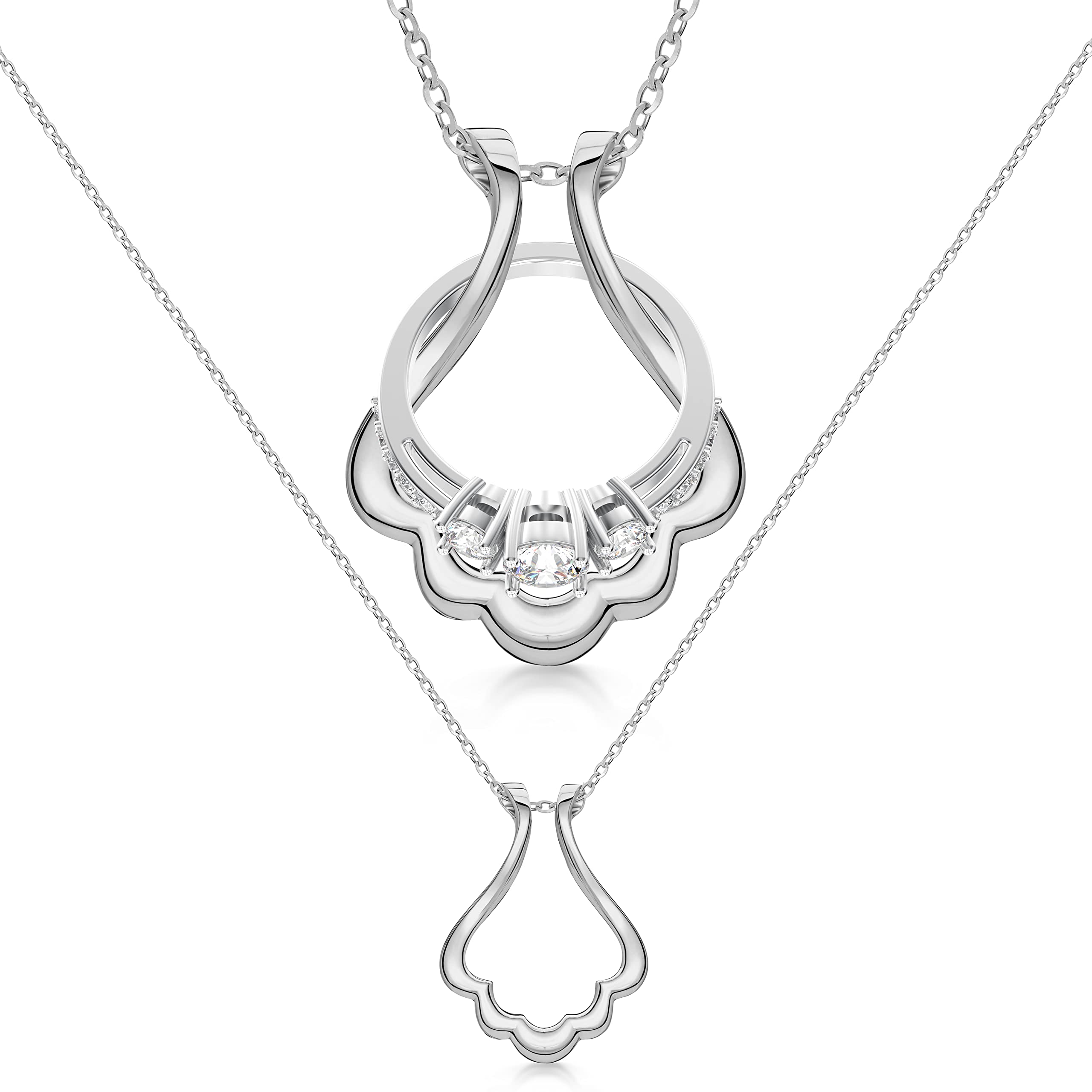 Sterling Silver Ring Holder Necklace for Women & Men - Elegant Wedding Ring Keeper Jewelry for Wife, Nurse, Doctor - Perfect for Work, Travel, and Special Occasions