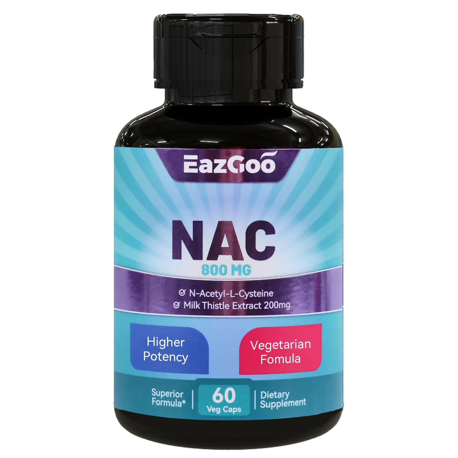 NAC Supplement N-Acetyl Cysteine 800mg with Milk Thistle 200mg | Non-GMO, Gluten Free | 60 Capsules | Supports Liver Detox & Immune Health | Perfect for Daily Wellness & Antioxidant Support