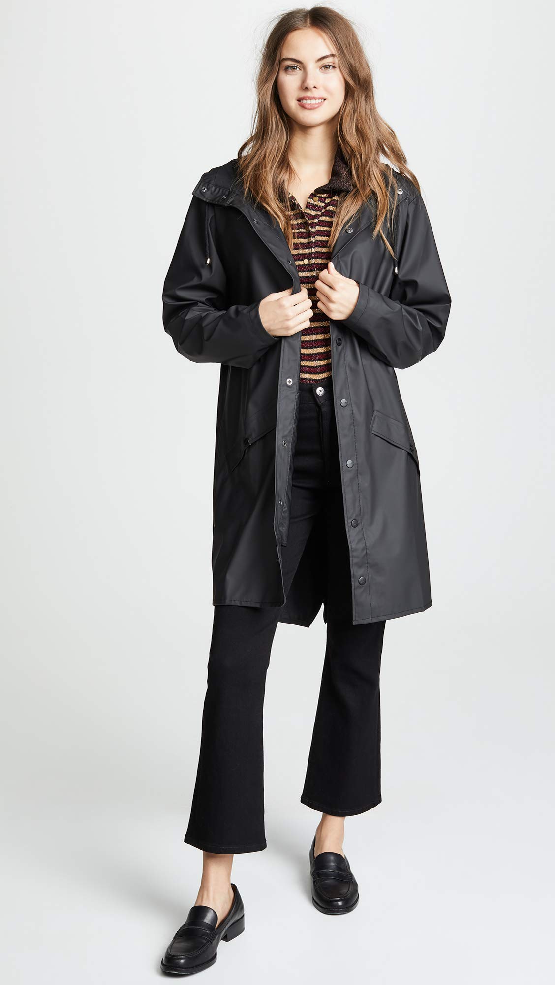 RAINS Men's Waterproof Long Jacket - Lightweight Windproof Raincoat for Outdoor Activities, Commuting & Travel