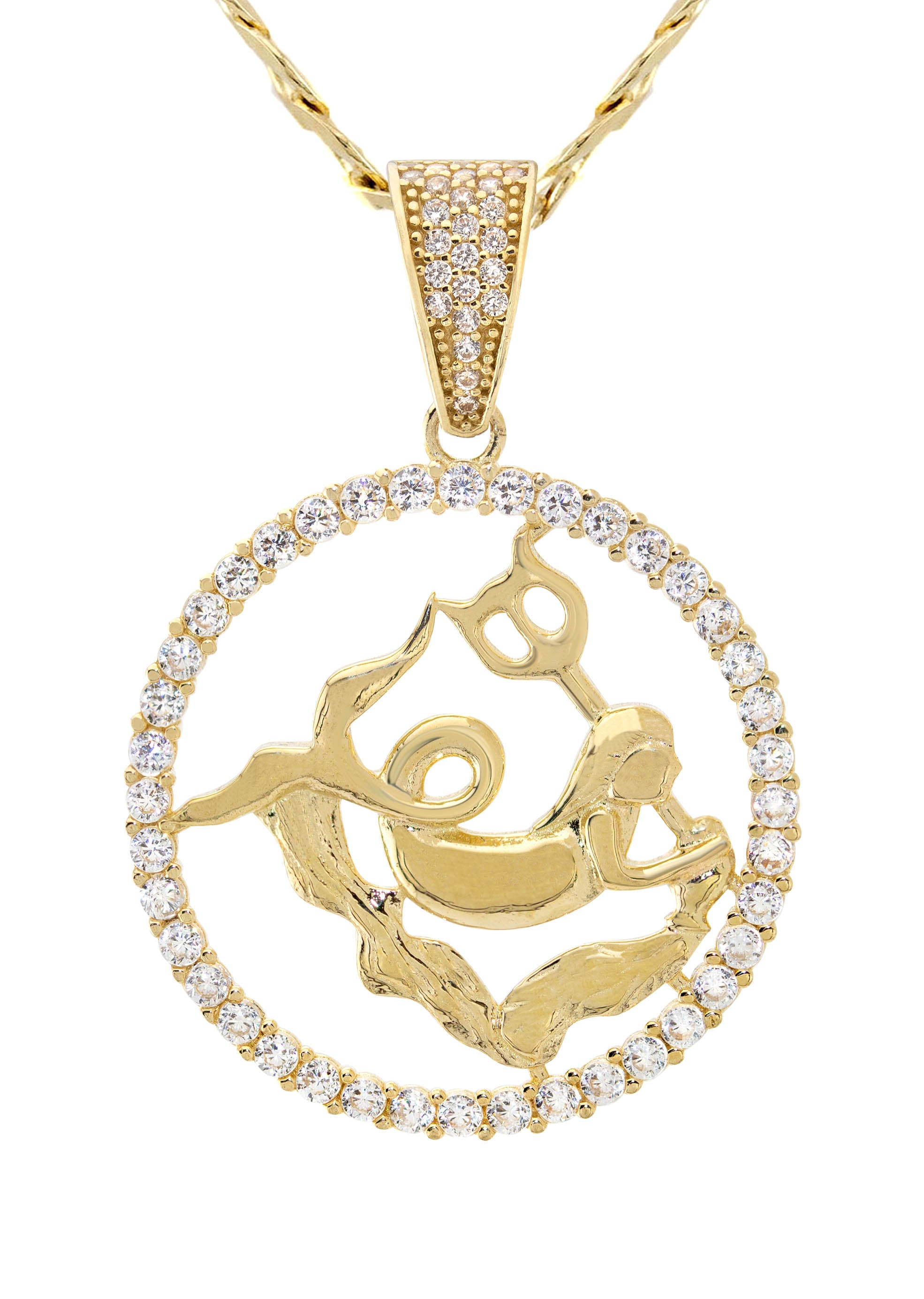 10K Yellow Gold Zodiac Aquarius Pendant Necklace for Women - 17.1 Grams Fine Jewelry Gift for Birthday, Anniversary & Valentine's Day | Perfect for Everyday Wear & Special Occasions