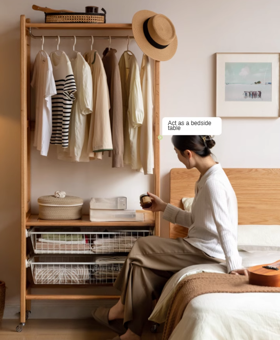 Premium Oak Solid Wood Coat Rack with Integrated Hooks - Perfect for Entryway, Bedroom & Closet Organization