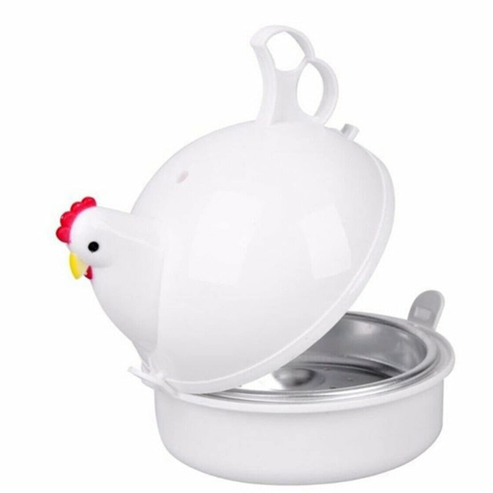 NVEBXE Egg Cooker - Stainless Steel Microwave Egg Steamer for 4 Eggs | Chicken-Shaped Egg Boiler & Poacher | Perfect for Breakfast, Meal Prep & Healthy Cooking