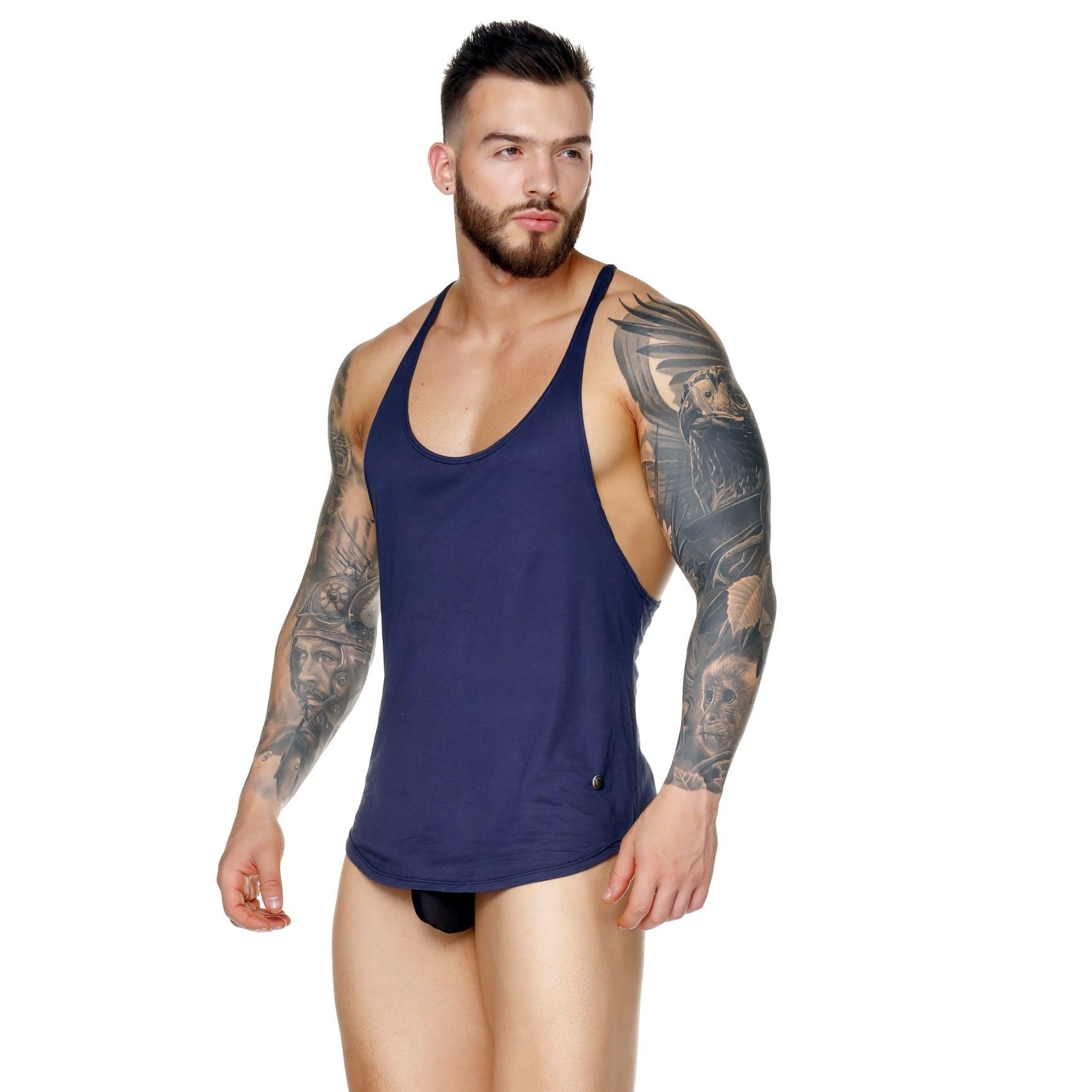 Gigo Forever Stringer Tank Top for Women - Navy Blue Sleeveless Workout Shirt | Gym, Yoga, Running & Casual Wear