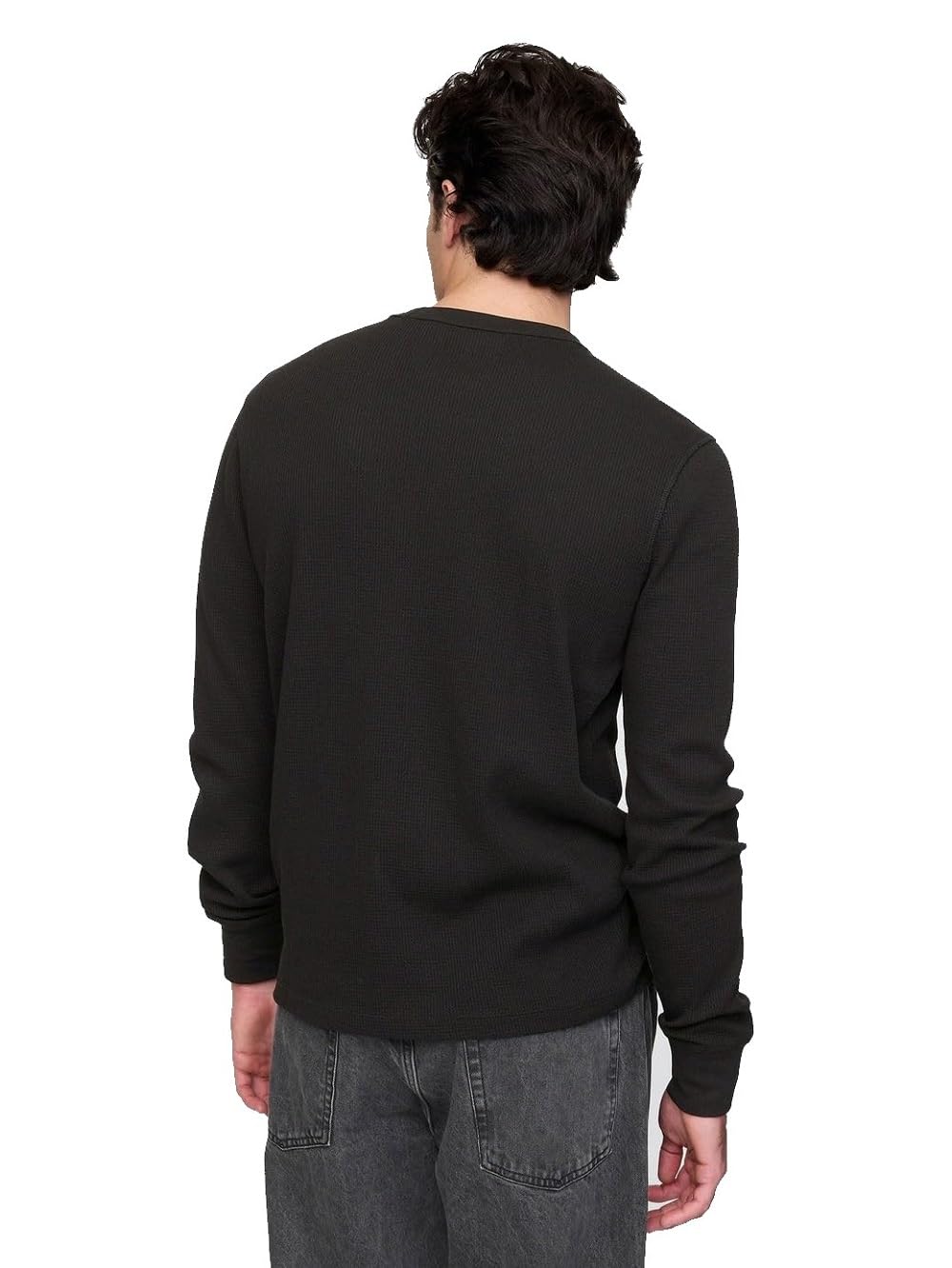 GAP Men's Long Sleeve Logo Waffle Crewneck T-Shirt - Soft Cotton Casual Shirt for Everyday Wear, Work & Outdoor Activities