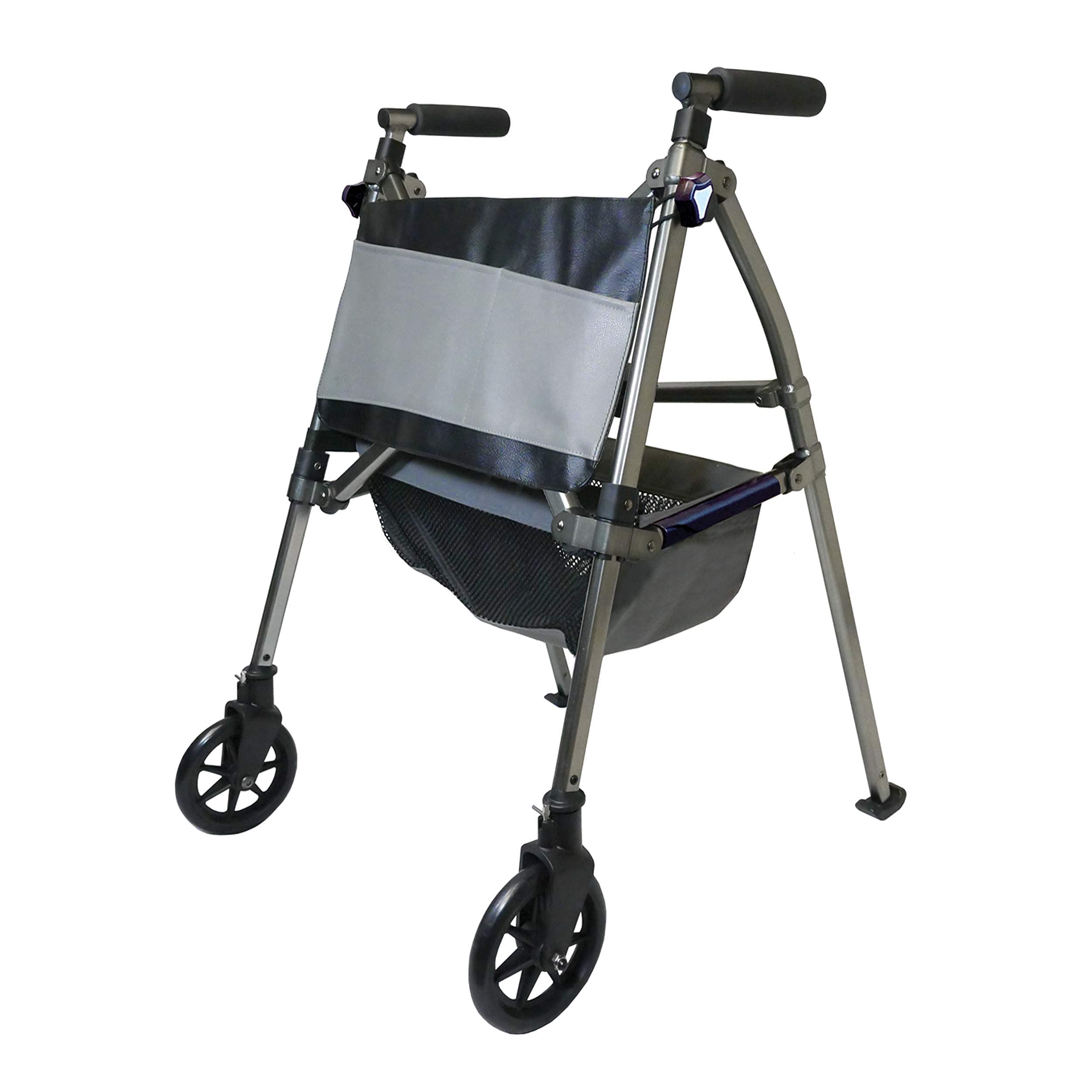 Signature Life Elite Travel Walker - Lightweight Folding Rolling Walker with Swivel Wheels for Adults & Seniors | Adjustable Height, Ski Glides & Storage Pouch | Ideal for Travel, Rehab & Daily Mobility Assistance