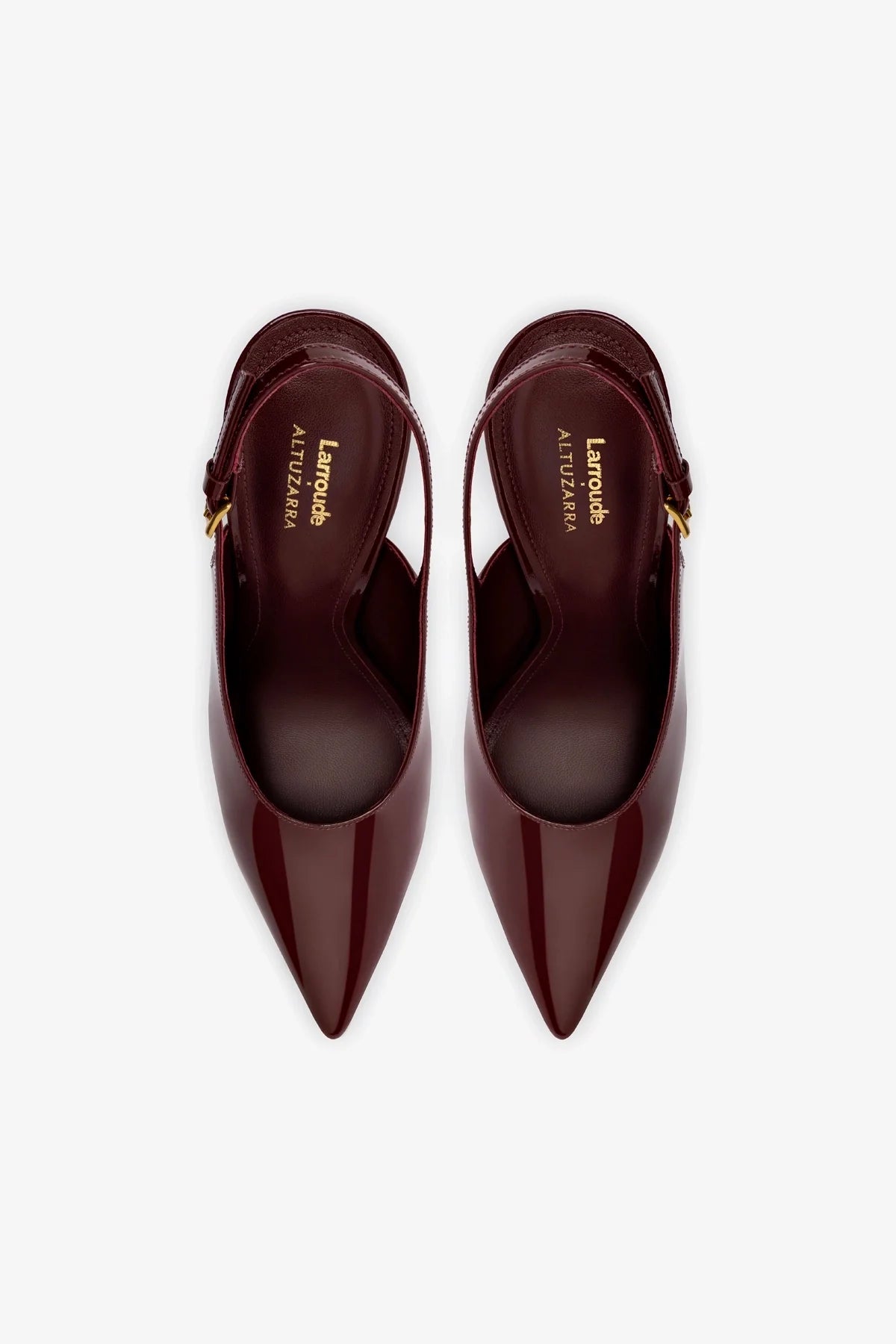 Larroudé x Altuzarra Women's Burgundy Patent Leather Pumps - Elegant High Heel Dress Shoes for Parties, Weddings & Formal Events