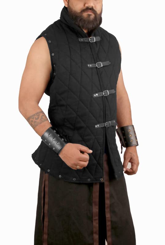 Thick Cotton Padded Quilted Sleeveless Gambeson for LARP, Cosplay, Medieval Reenactment & Historical Costume - Perfect for Role-Playing, Renaissance Fairs & Theatrical Performances