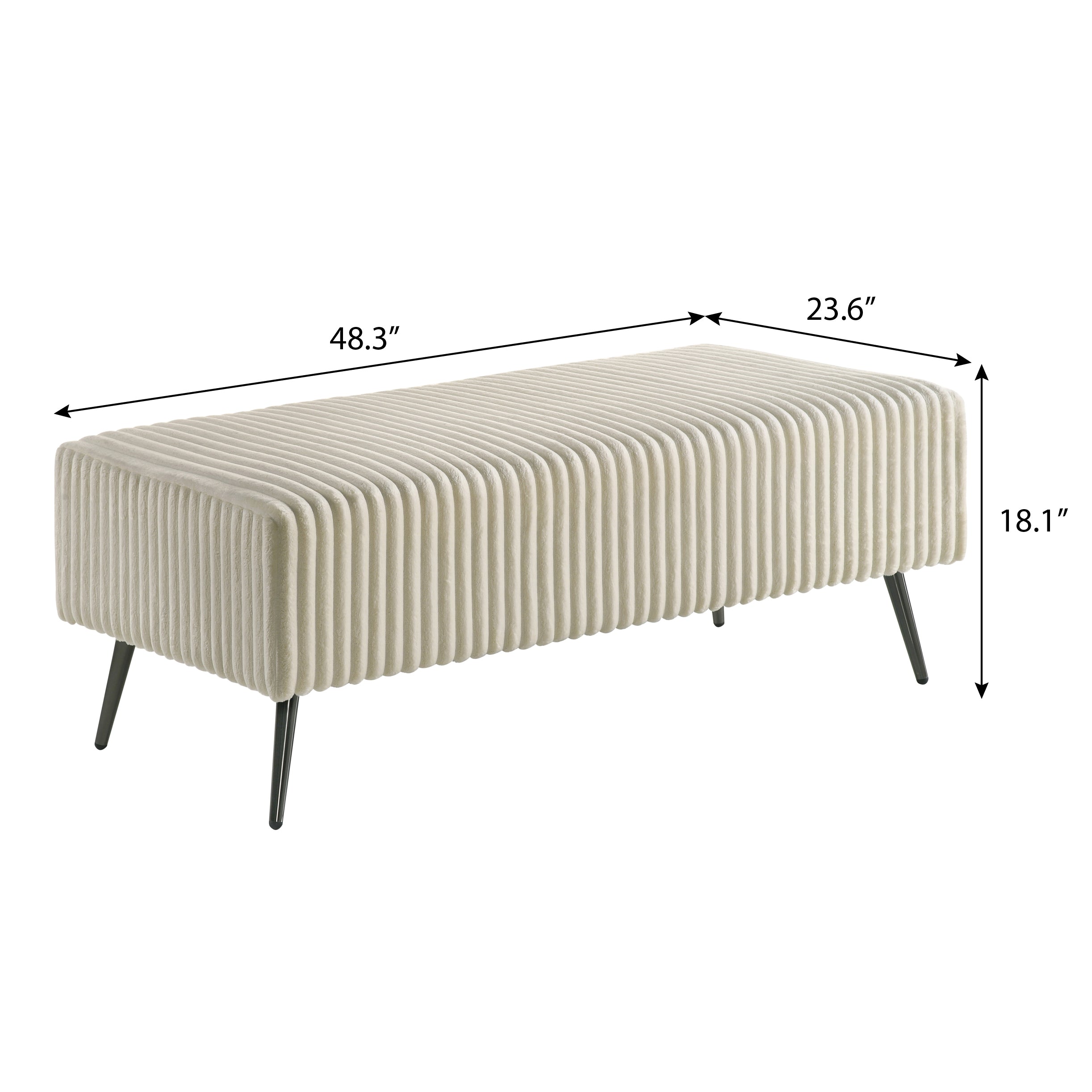 Roundhill Furniture Mavela Wide Wale Corduroy Upholstered Panel Bed - Queen Size Cream Upholstery Bed Frame for Bedroom, Living Room & Guest Room