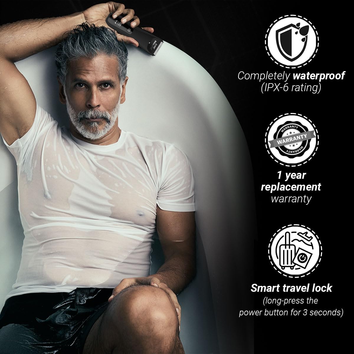 ZLADE Ballistic Turbo 3.0 Full Body & Facial Hair Trimmer Kit - Waterproof Electric Grooming Set for Men with Nose Ear Trimmer - Perfect for Travel, Gym & Home Use